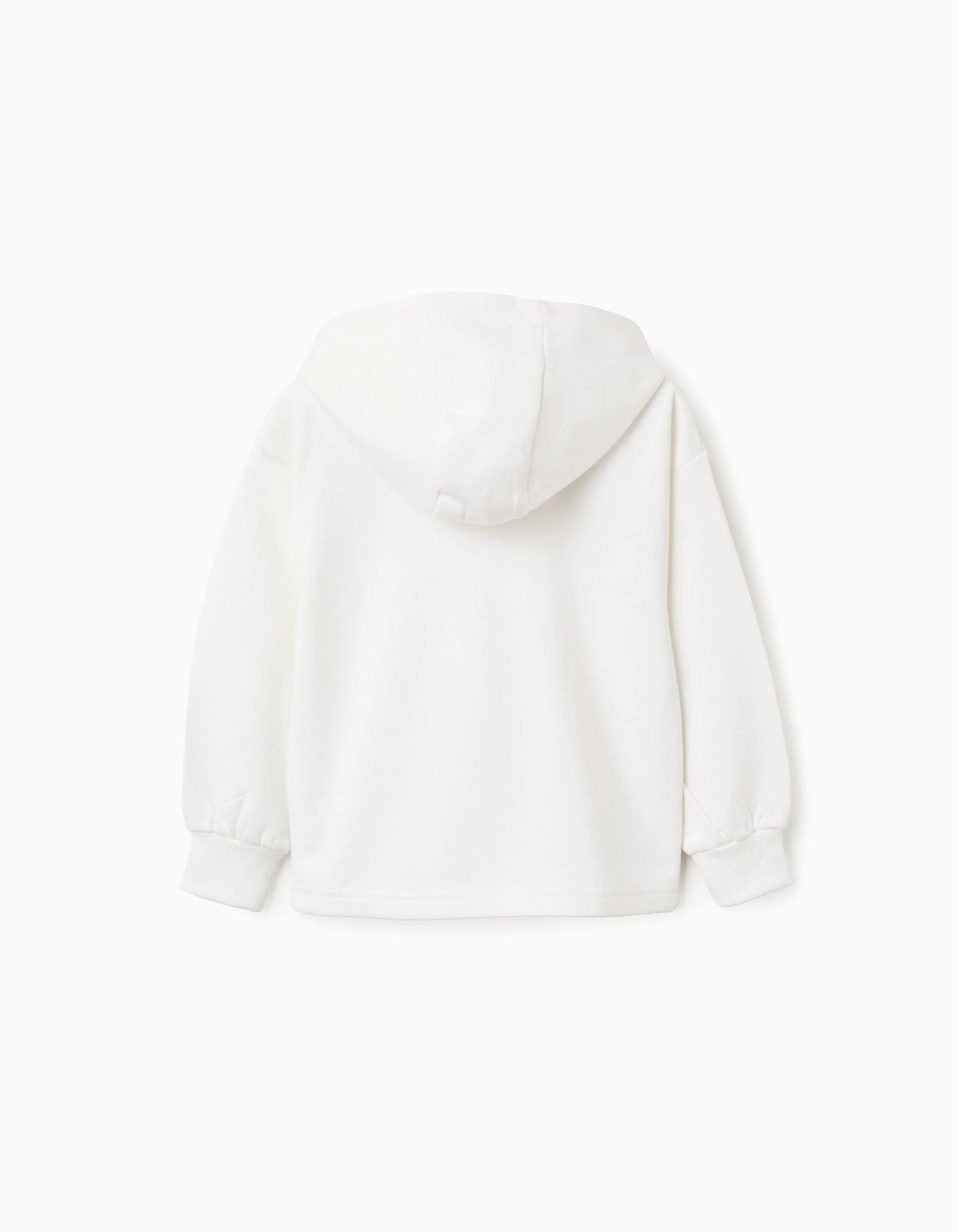 Hooded Brushed Sweatshirt for Girls 'Nature', White