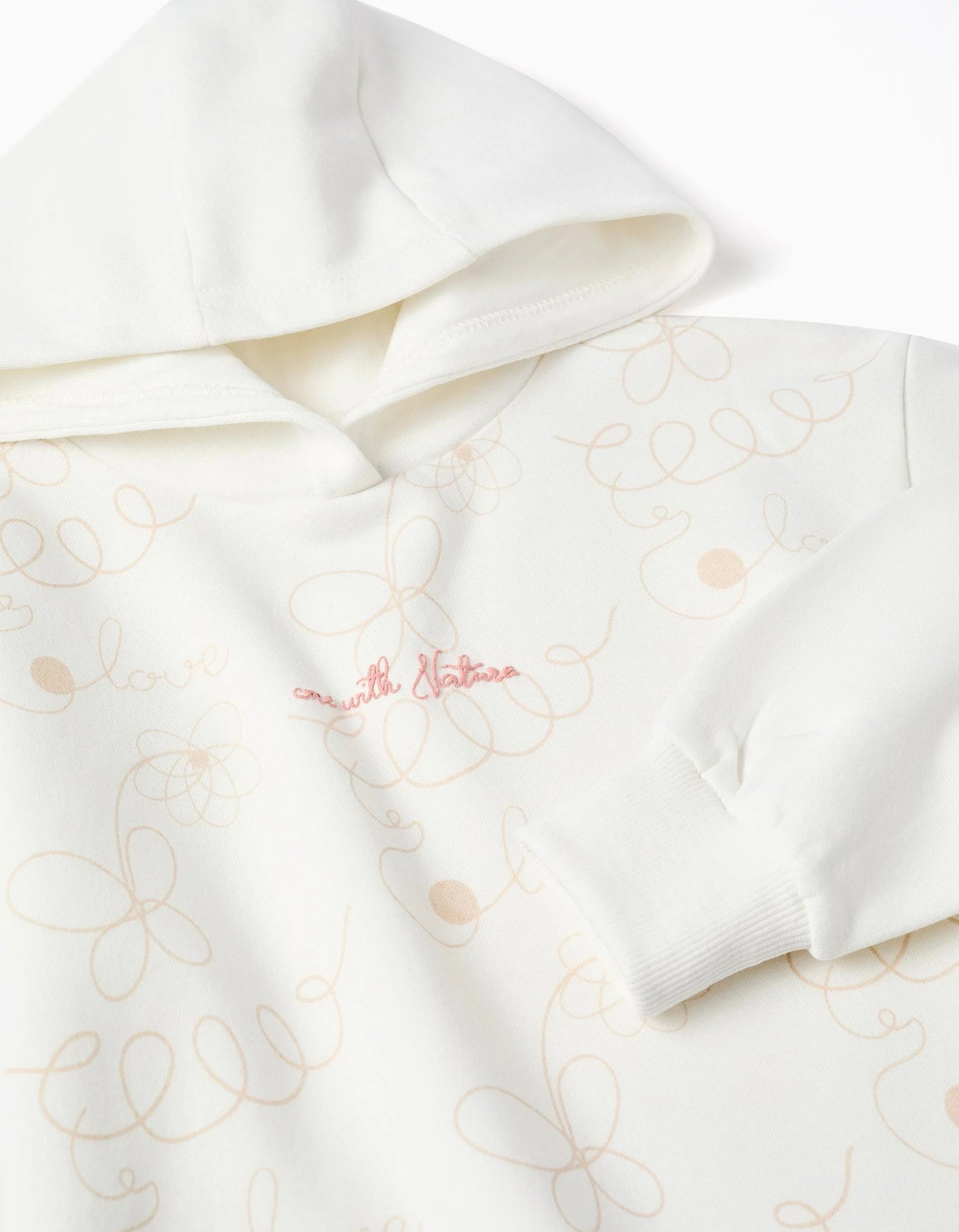 Hooded Brushed Sweatshirt for Girls 'Nature', White