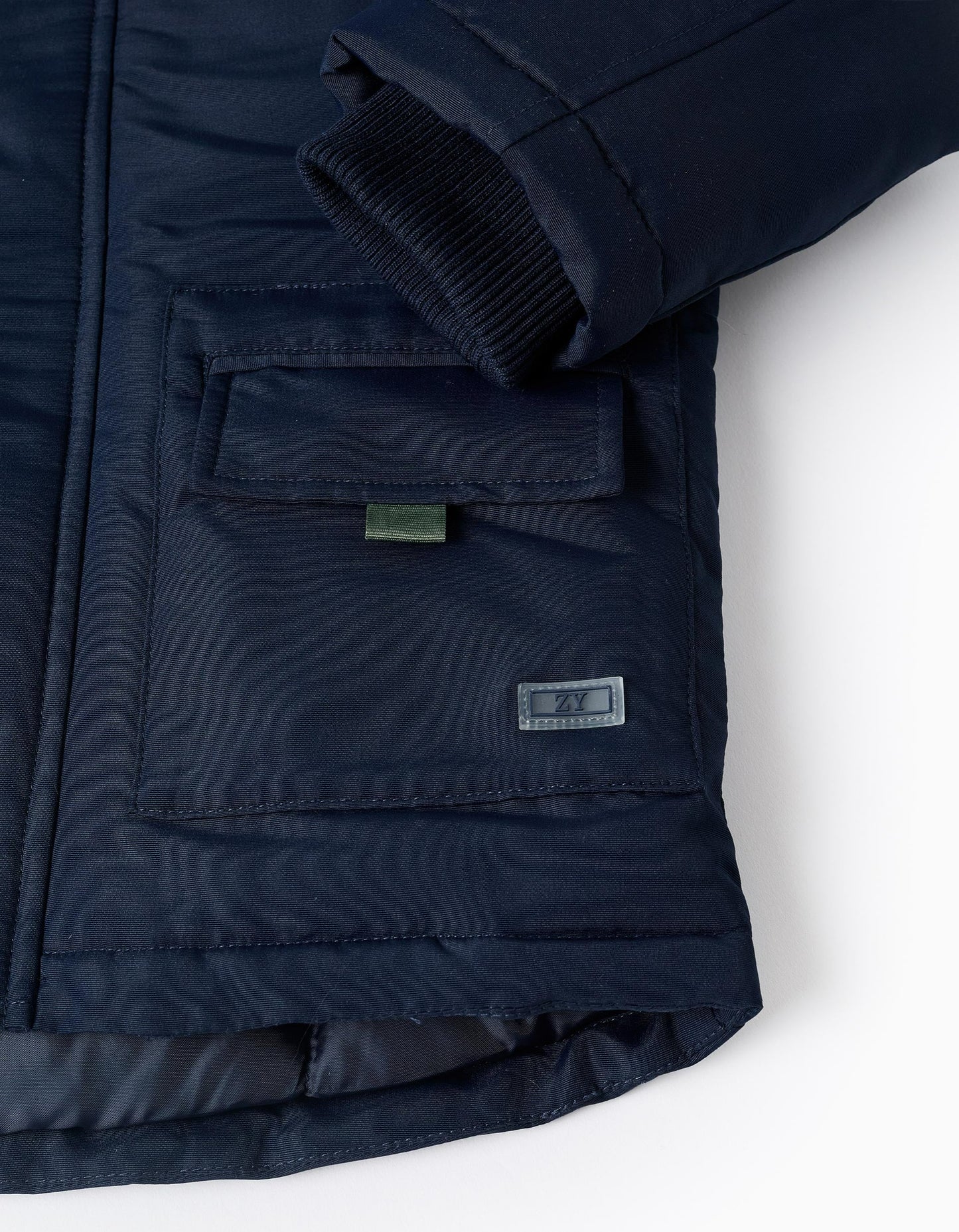 Padded Parka with Removable Fur Hood for Boys, Blue