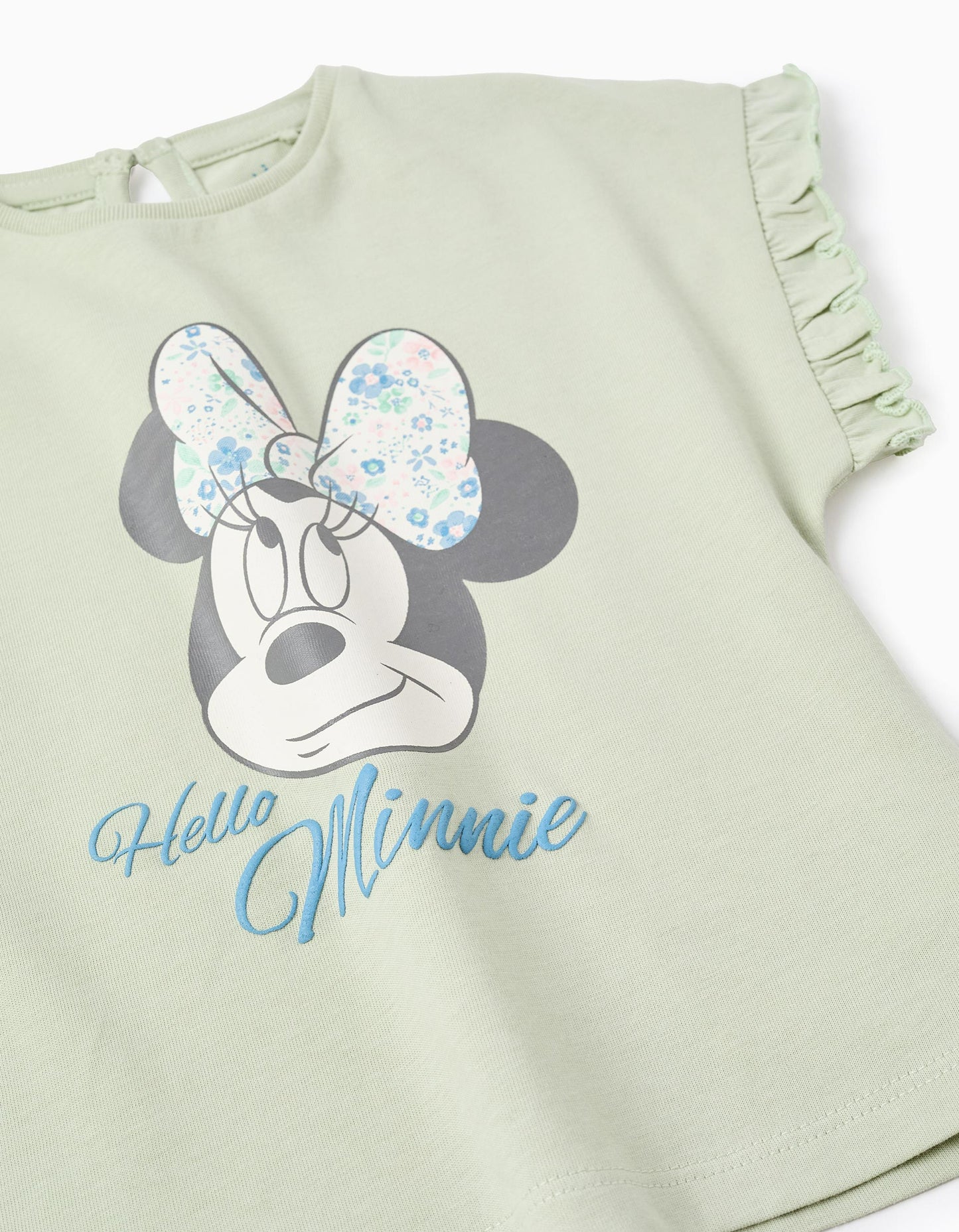 Cotton T-shirt with Ruffles for Baby Girls 'Minnie', Green