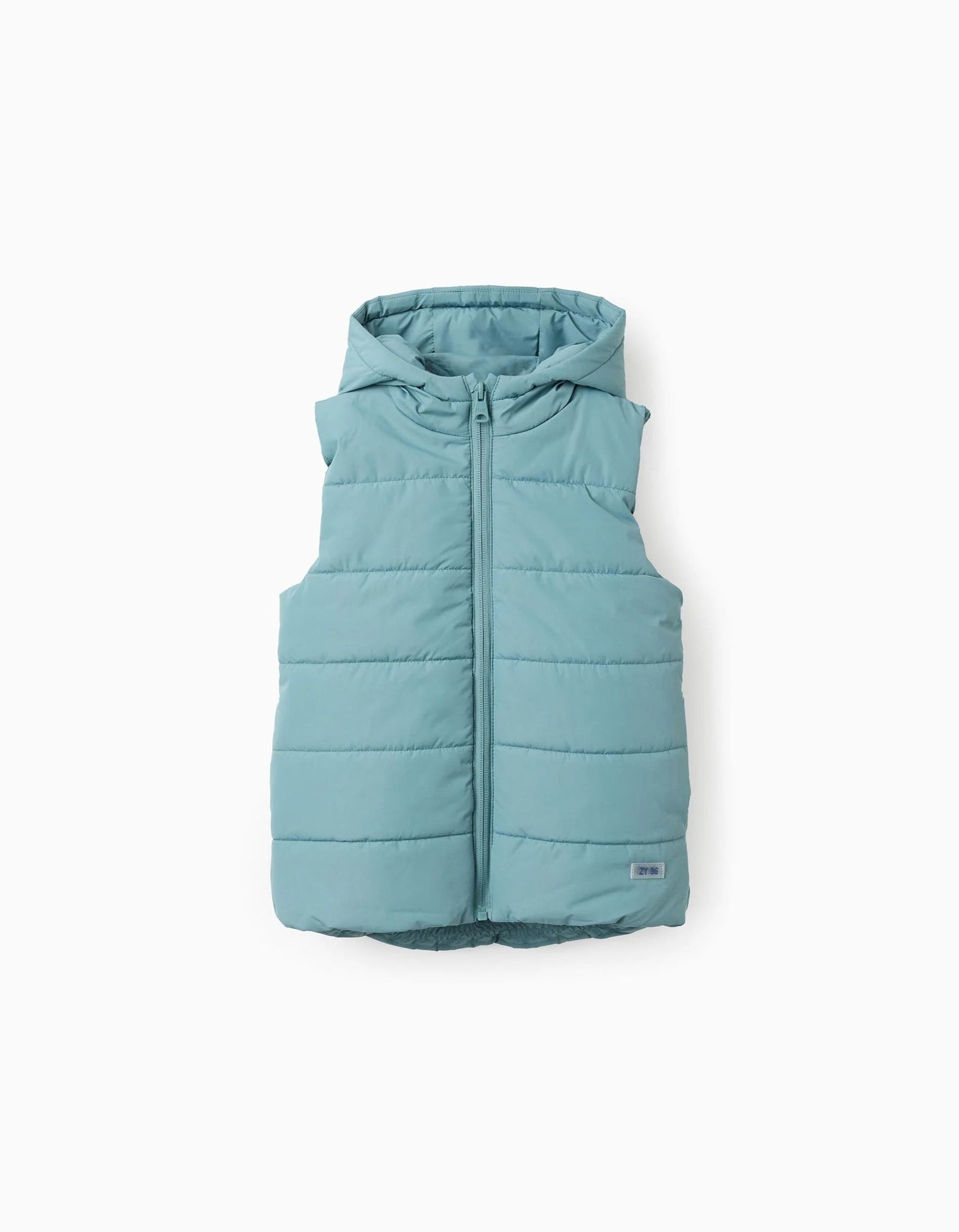 Padded Gilet with Hood for Boys, Aqua Green