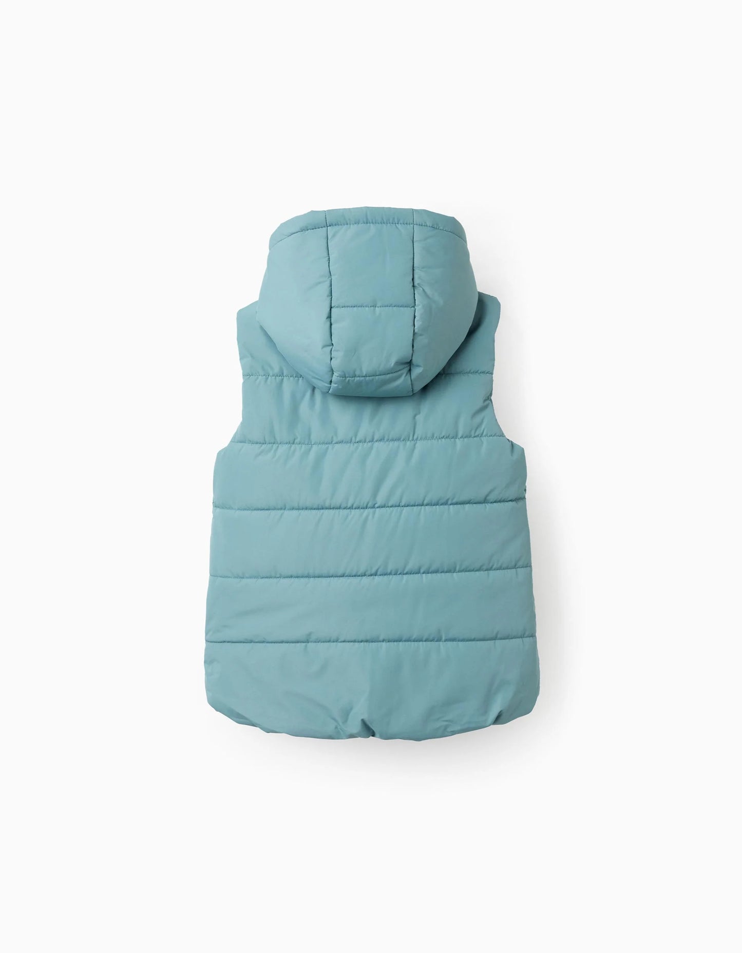 Padded Gilet with Hood for Boys, Aqua Green