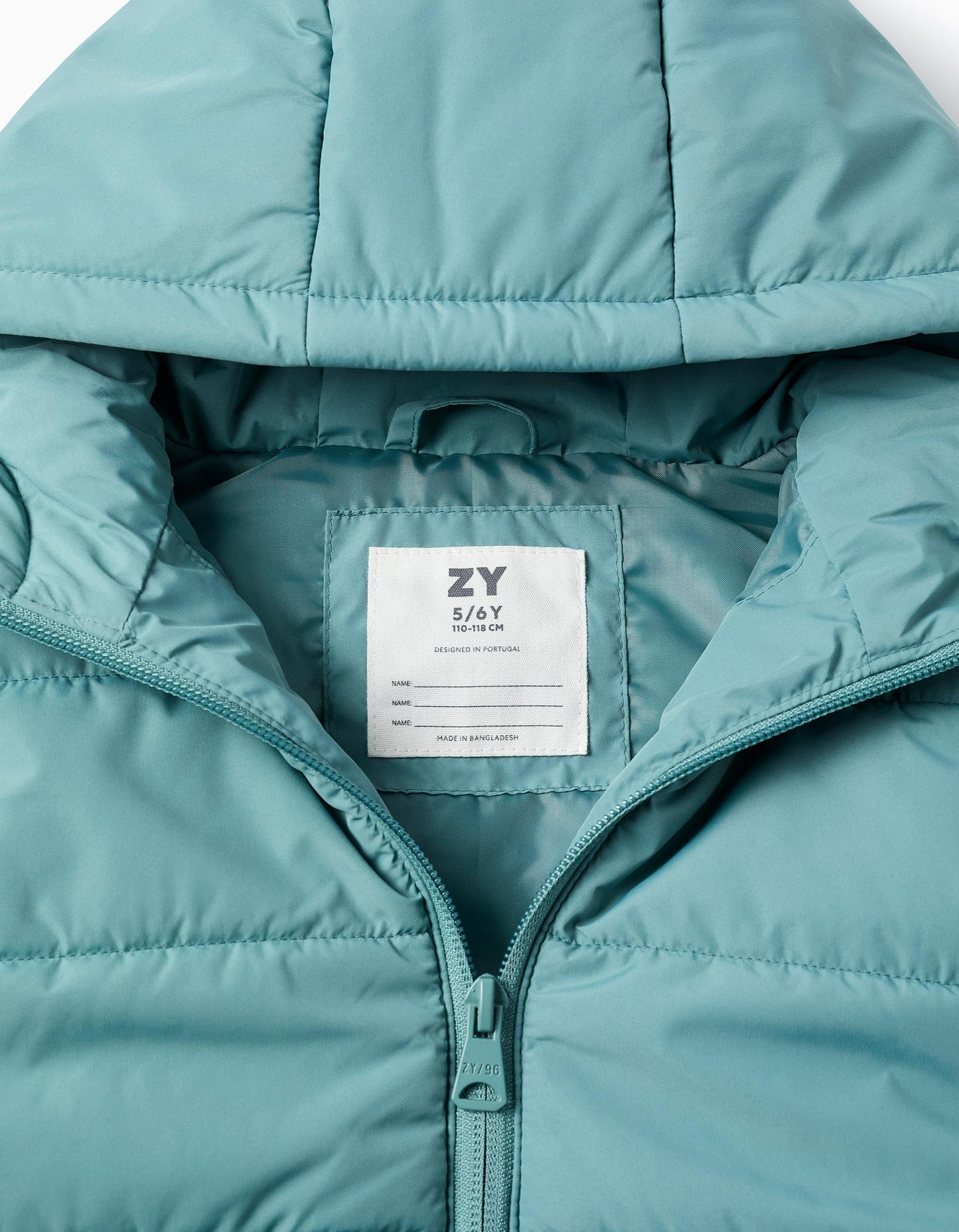 Padded Gilet with Hood for Boys, Aqua Green