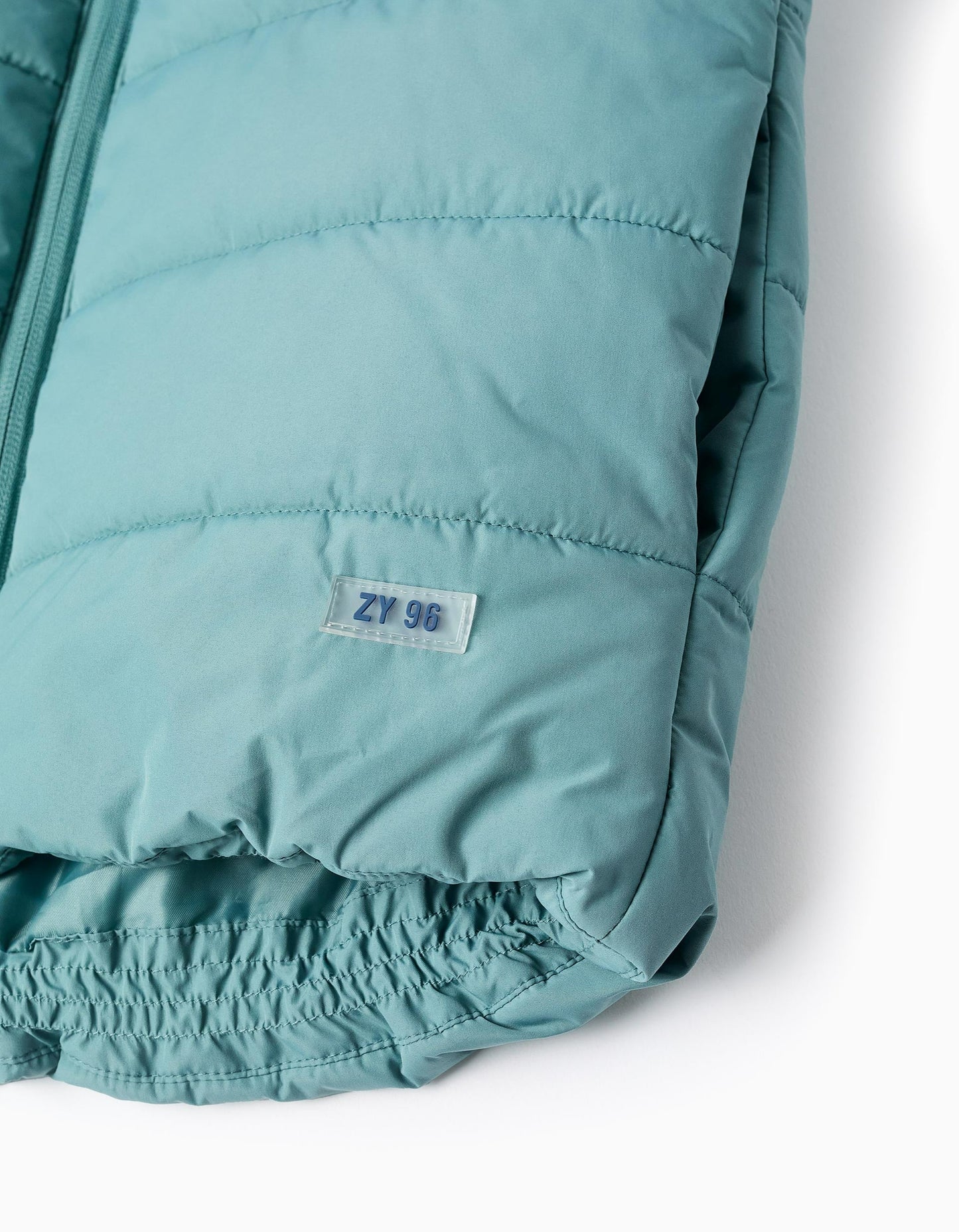 Padded Gilet with Hood for Boys, Aqua Green