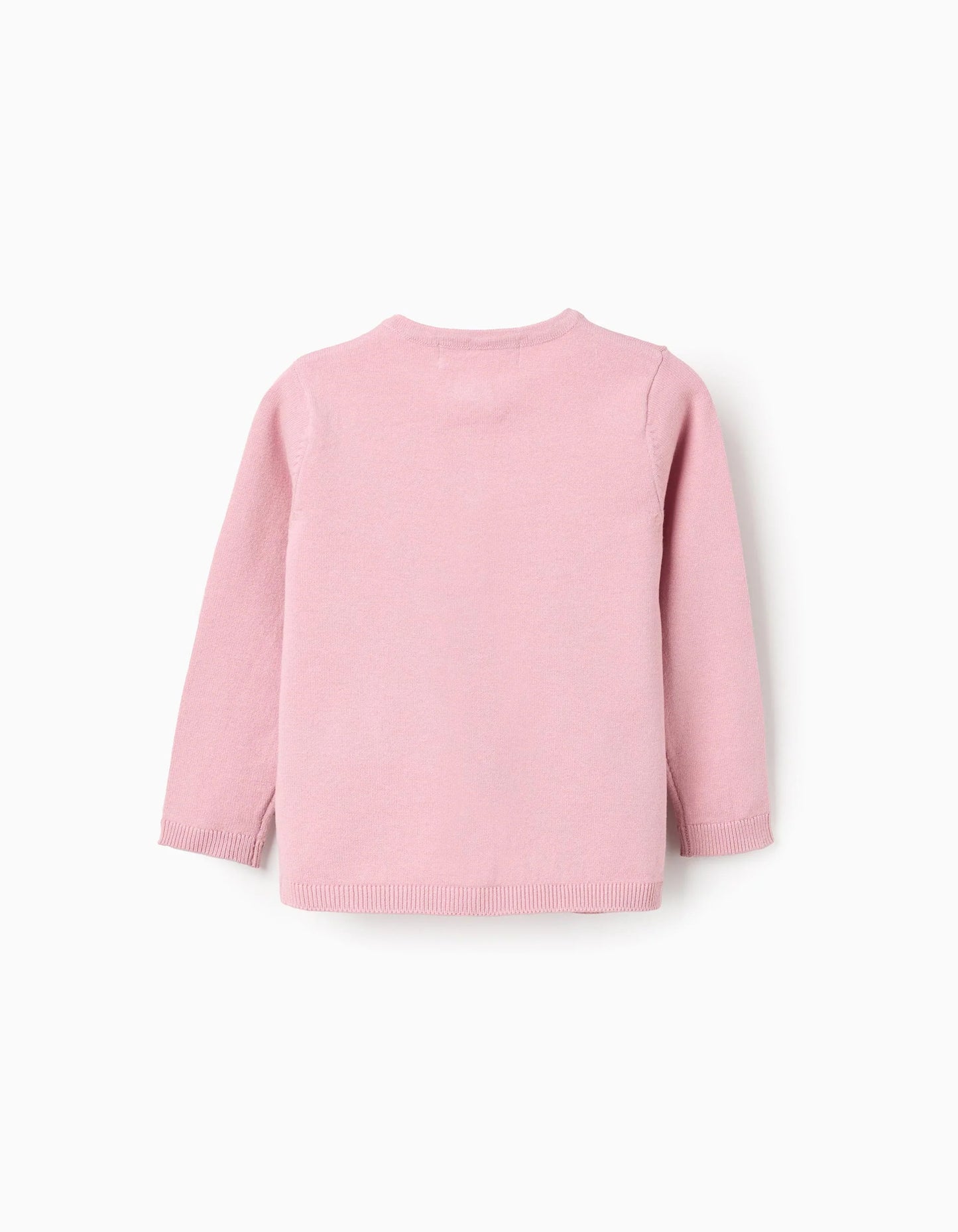 Round Neck Knit Cardigan for Baby Girls, Pink