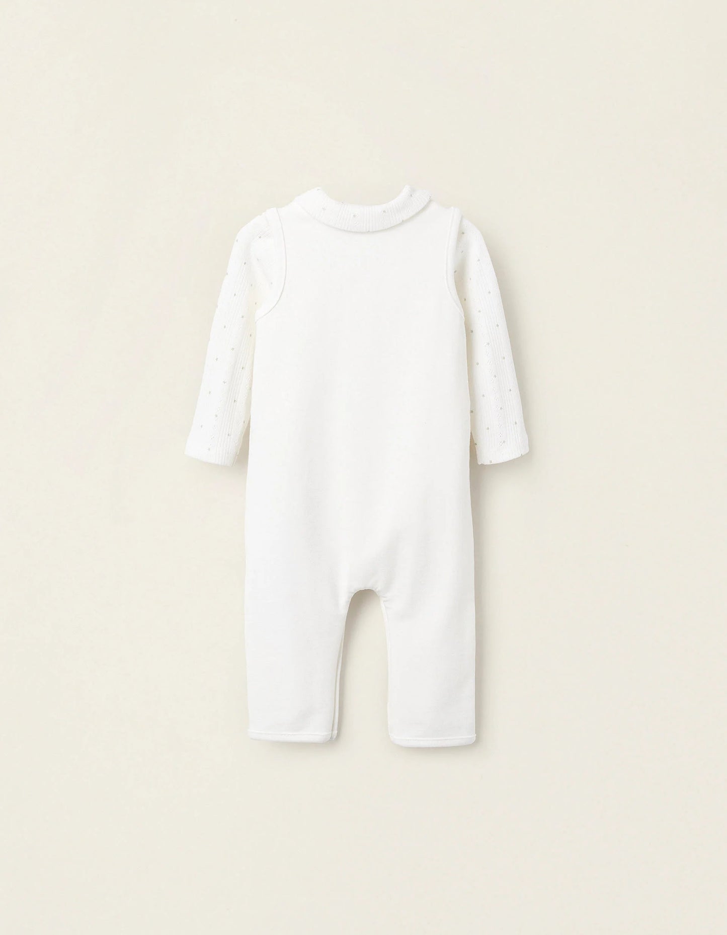 Bodysuit + Jumpsuit for Newborn Girls 'Peek-a-Boo', White