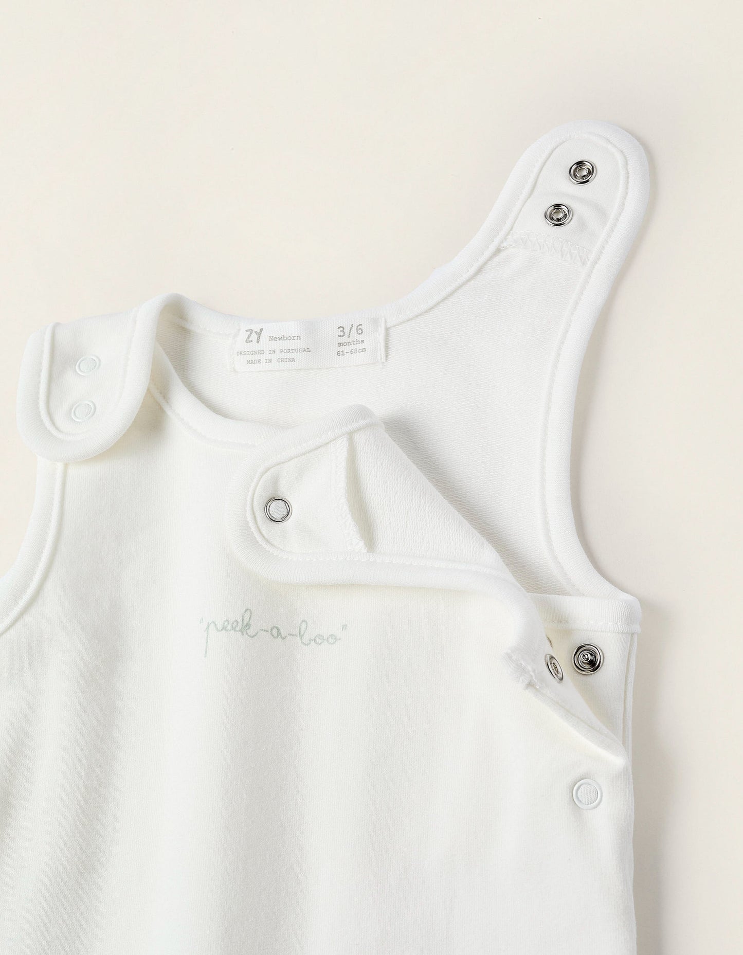 Bodysuit + Jumpsuit for Newborn Girls 'Peek-a-Boo', White