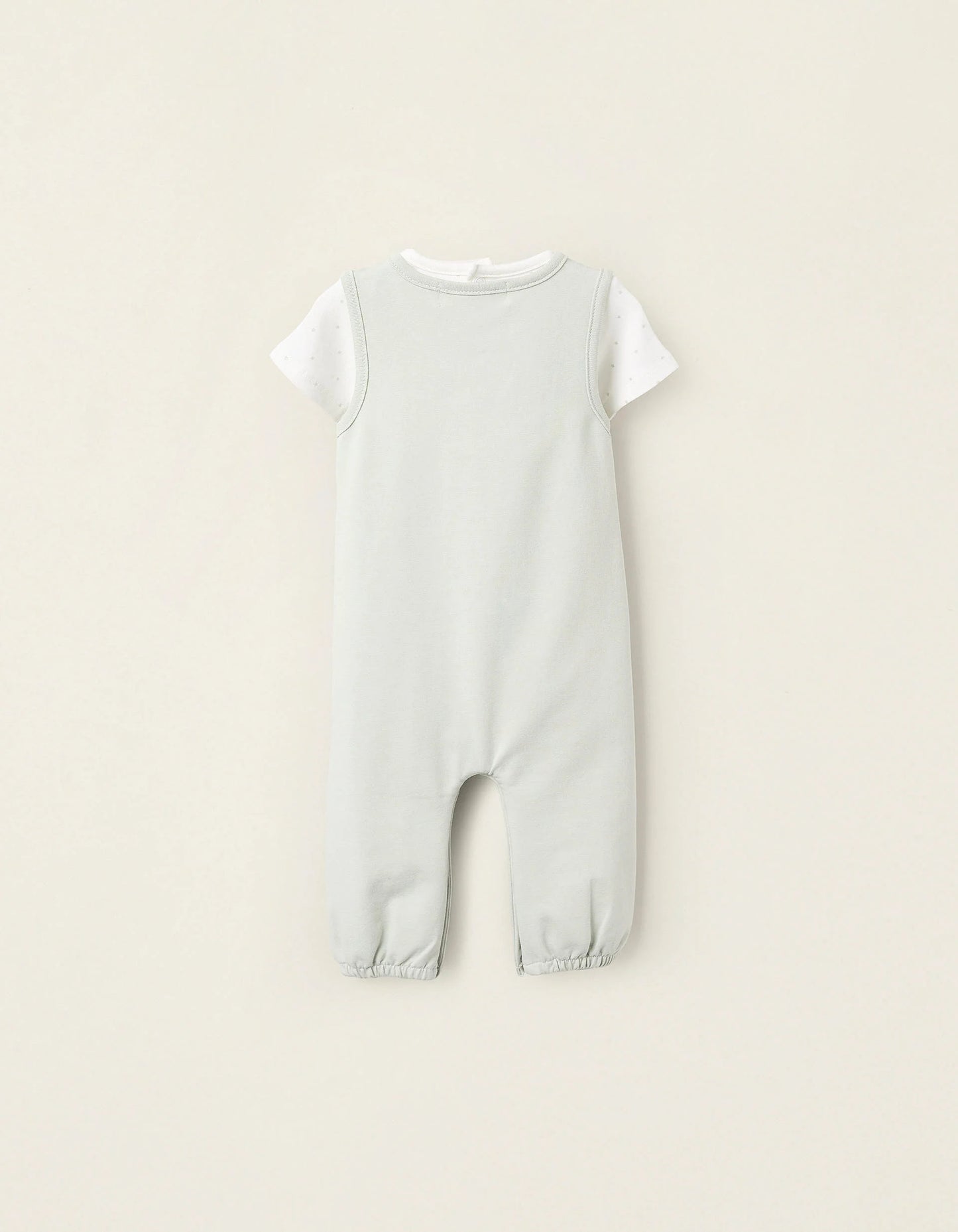 Bodysuit + Jumpsuit for Newborns 'Stars', White/Green