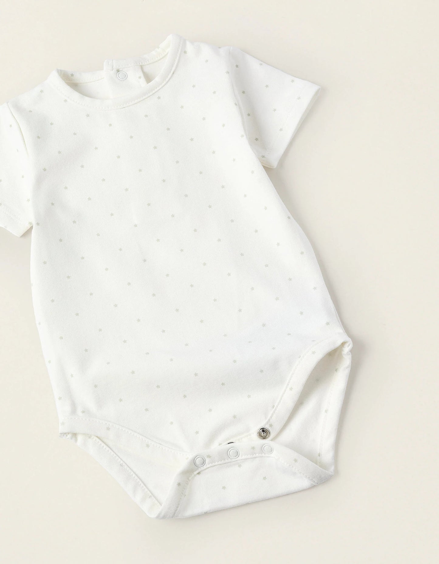 Bodysuit + Jumpsuit for Newborns 'Stars', White/Green