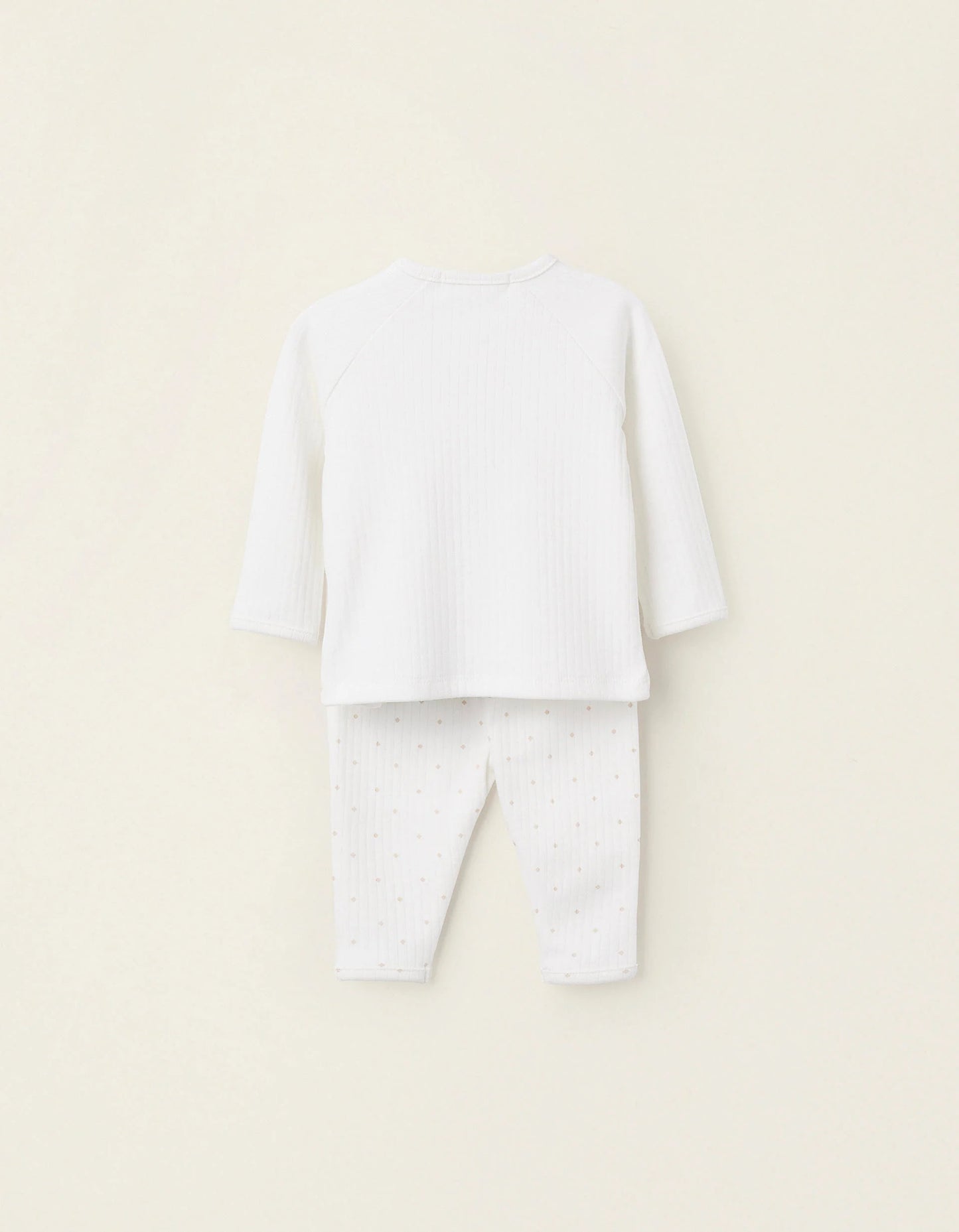2-Piece Set Ribbed for Newborn Girls 'Peek-a-Boo', White