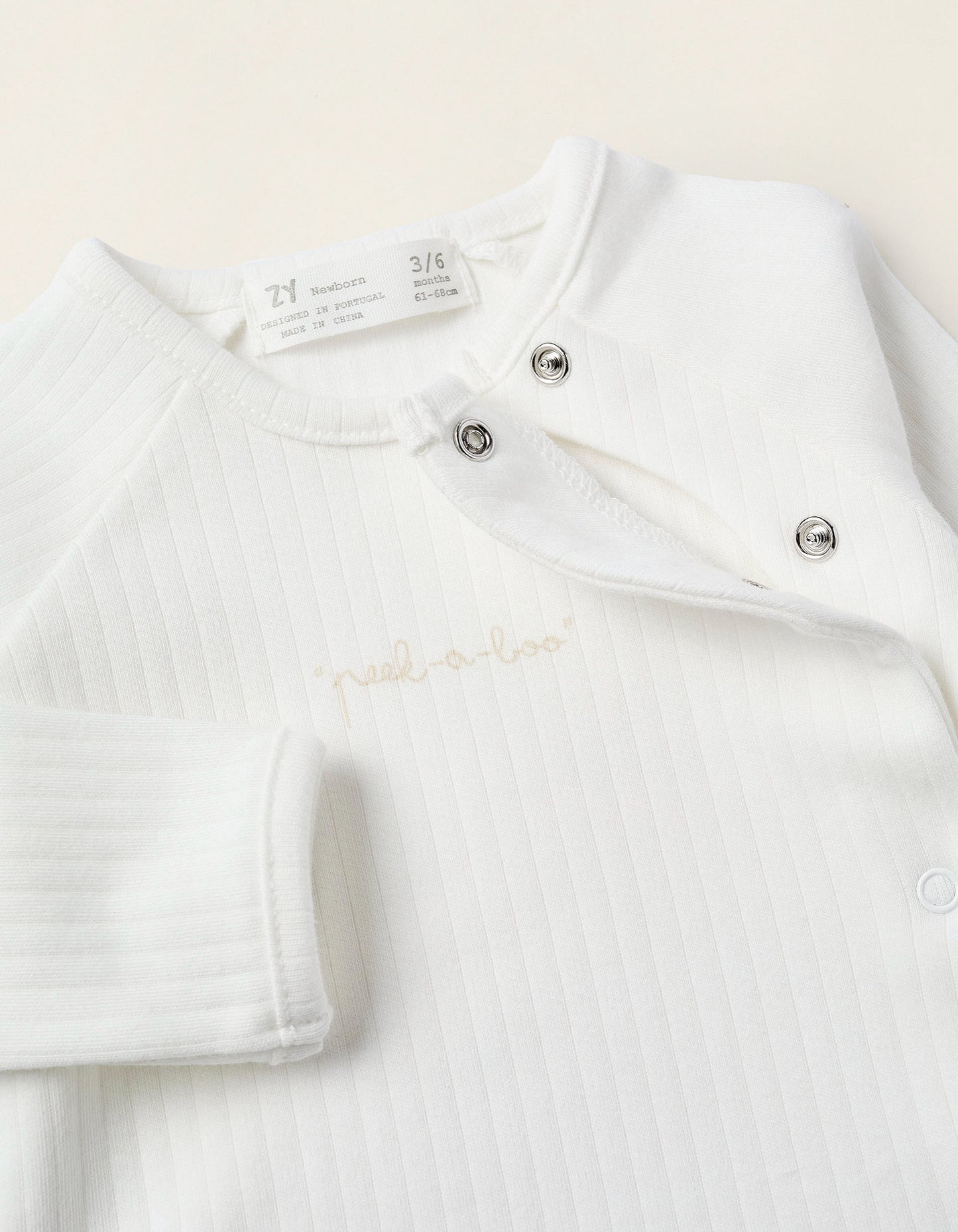 2-Piece Set Ribbed for Newborn Girls 'Peek-a-Boo', White