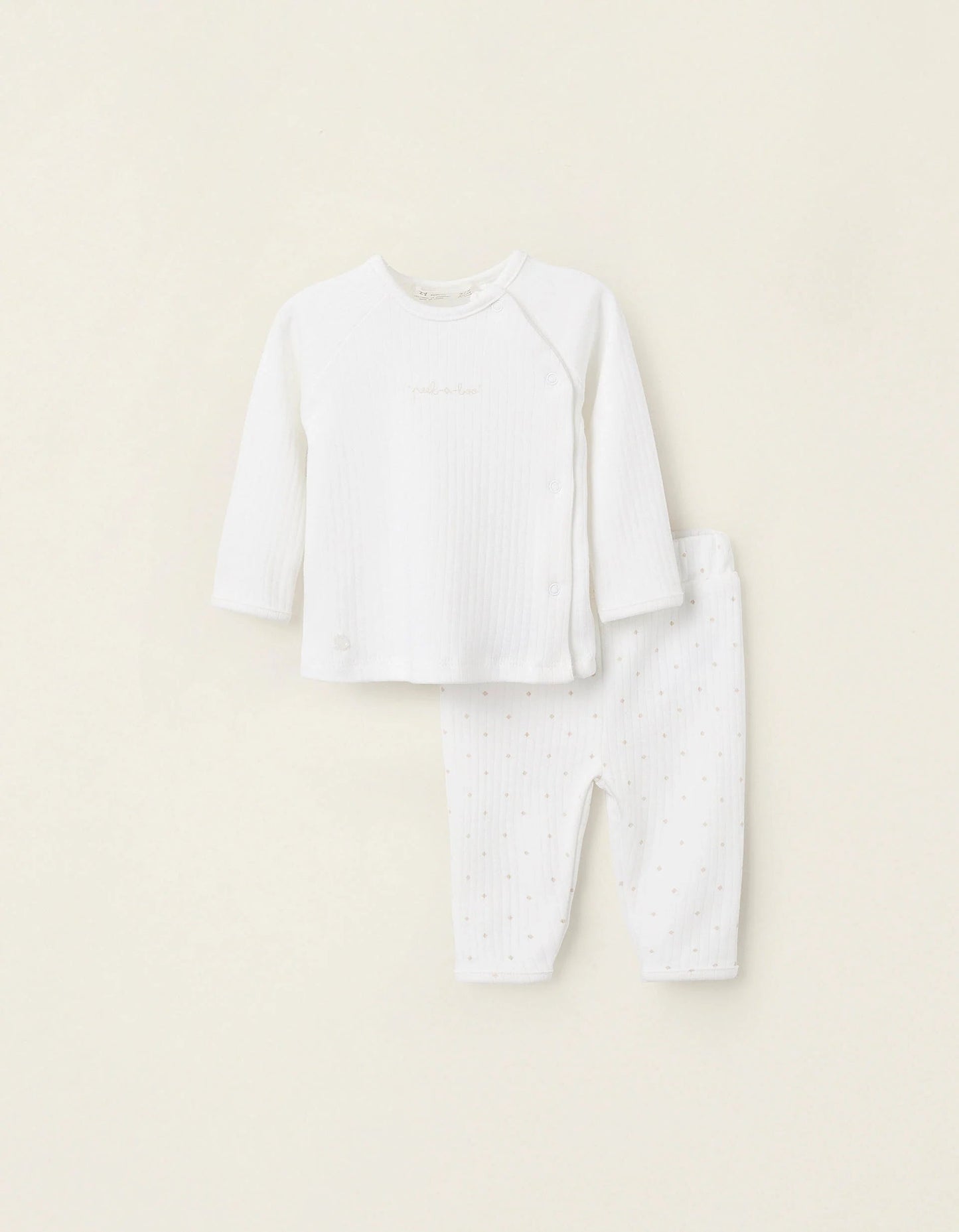 2-Piece Set Ribbed for Newborn Girls 'Peek-a-Boo', White