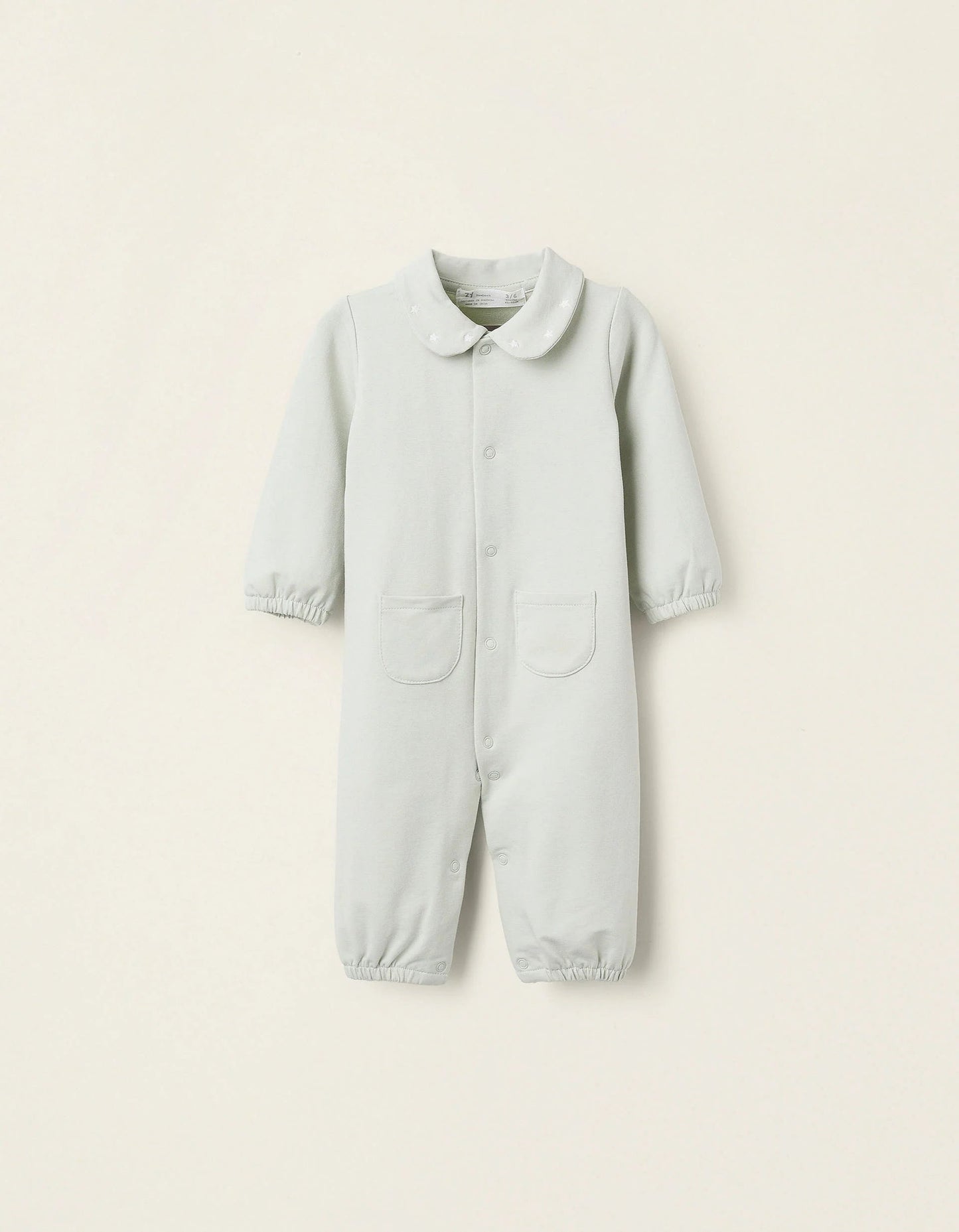 Sleepsuit with Peter Pan Collar and Embroidery for Newborns, Green