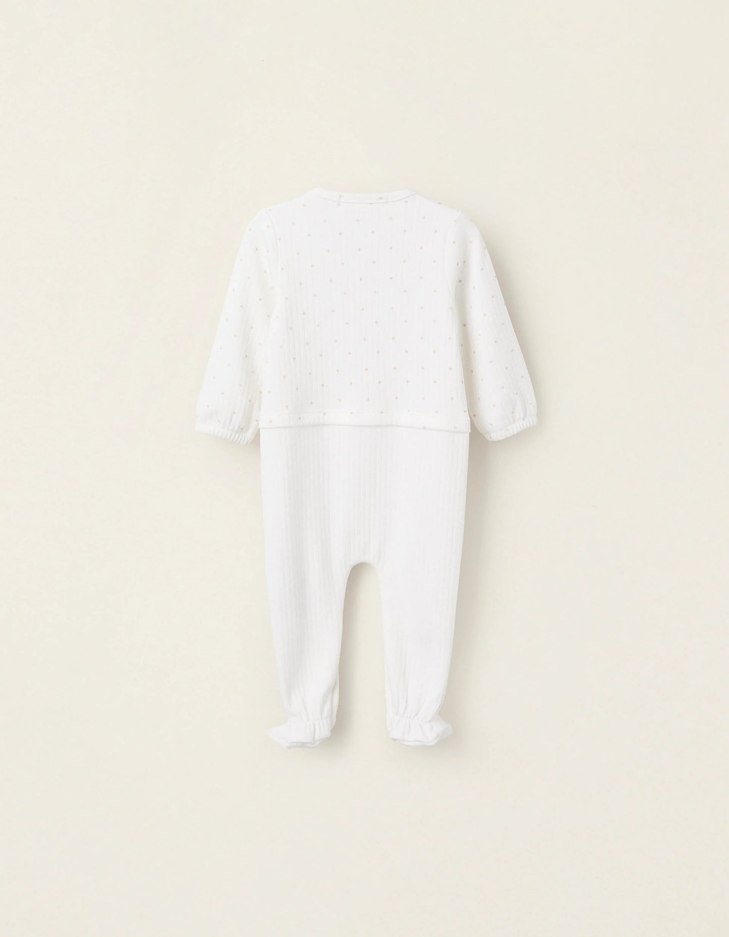 Ribbed Sleepsuit for Newborn Girls 'Diamonds', White