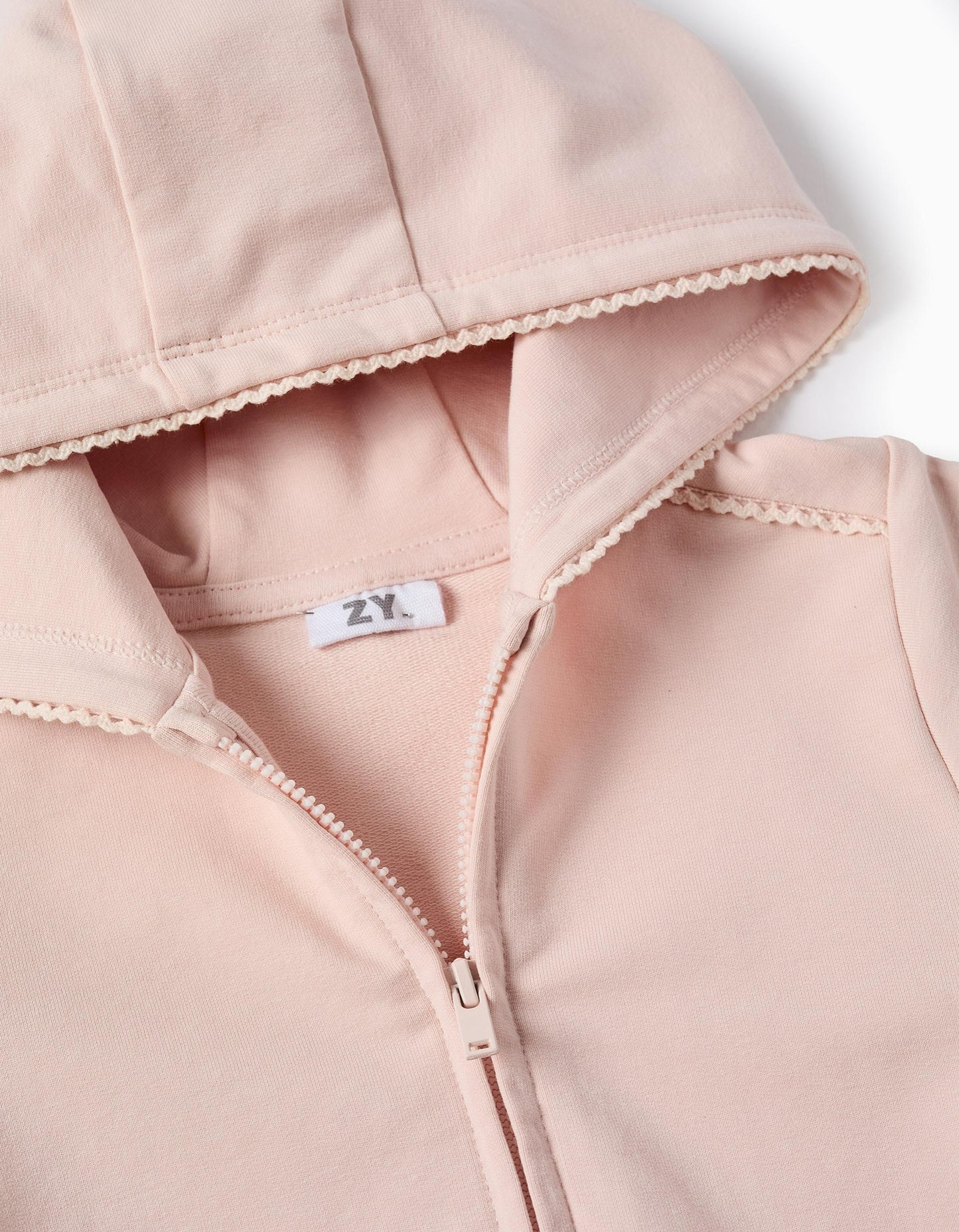 Hooded Jacket with Frills and Lace for Baby Girls, Pink
