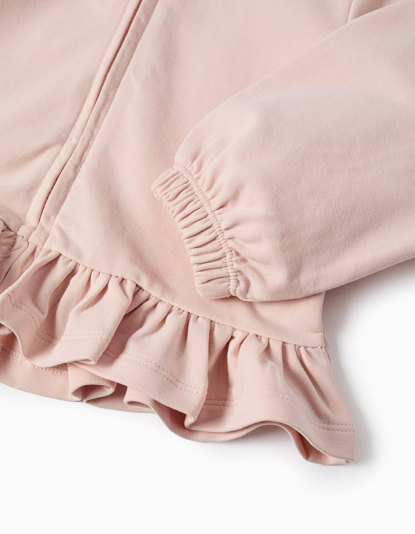 Hooded Jacket with Frills and Lace for Baby Girls, Pink