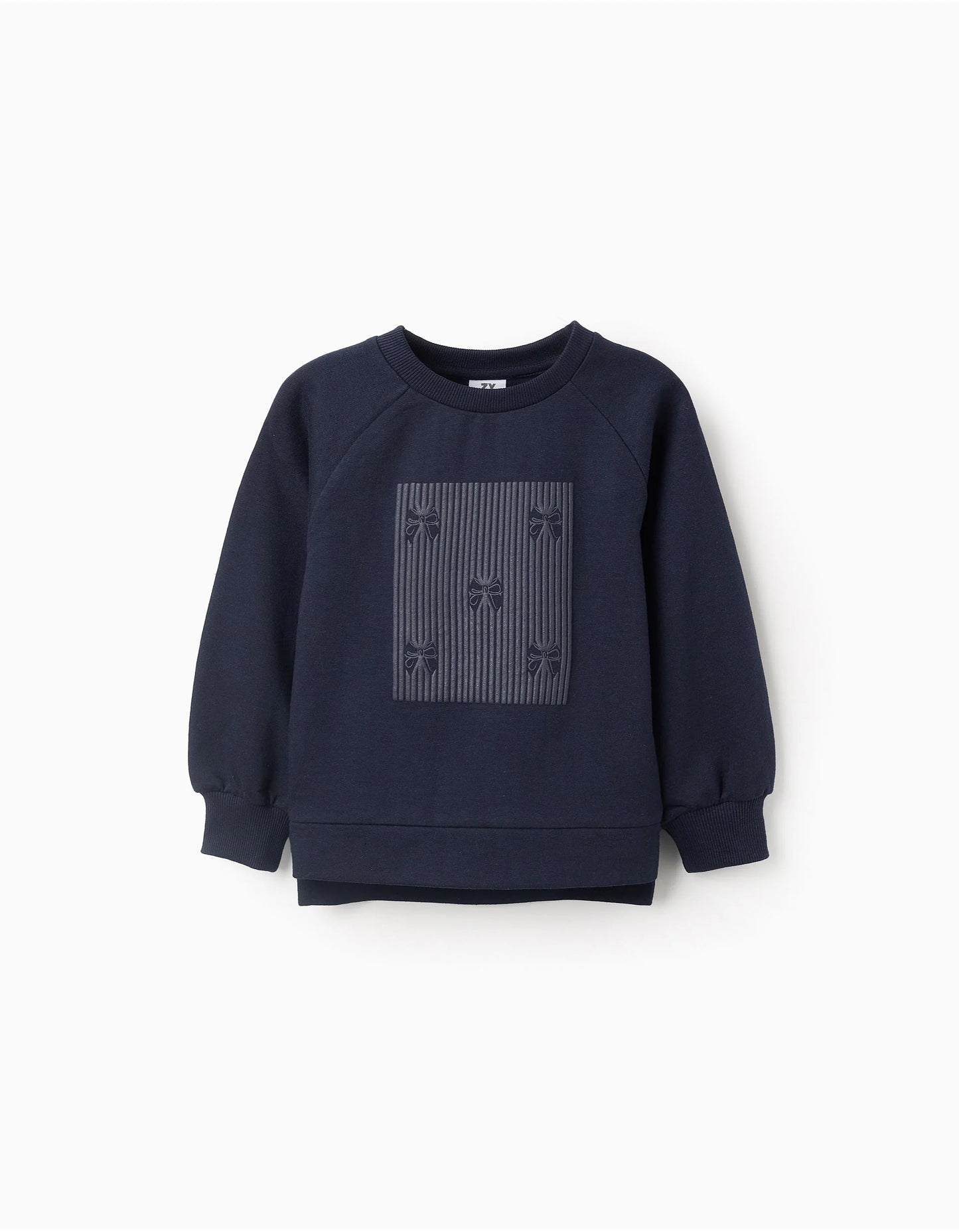 Sweatshirt with Embossed Print for Girls 'Bows', Dark Blue