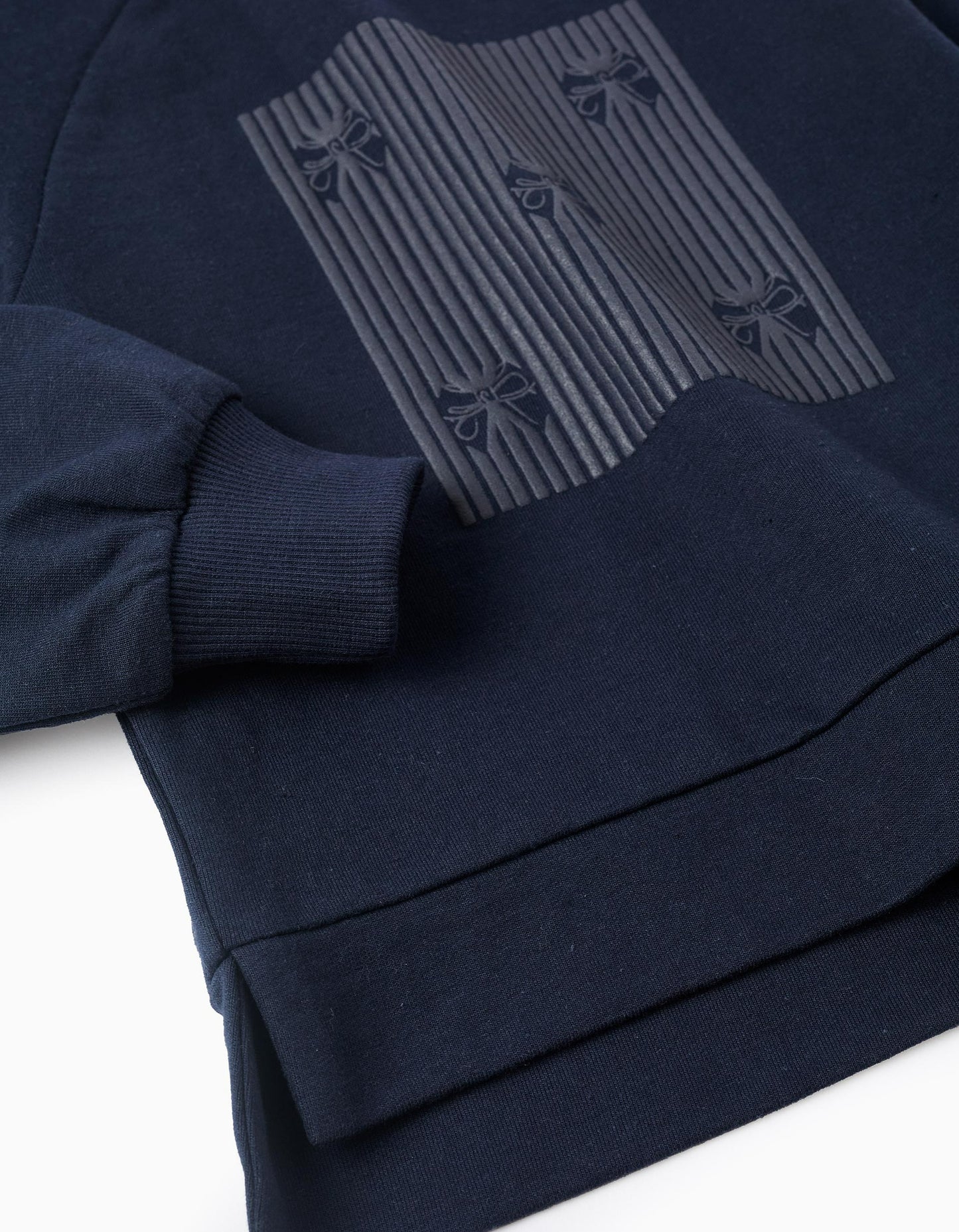 Sweatshirt with Embossed Print for Girls 'Bows', Dark Blue
