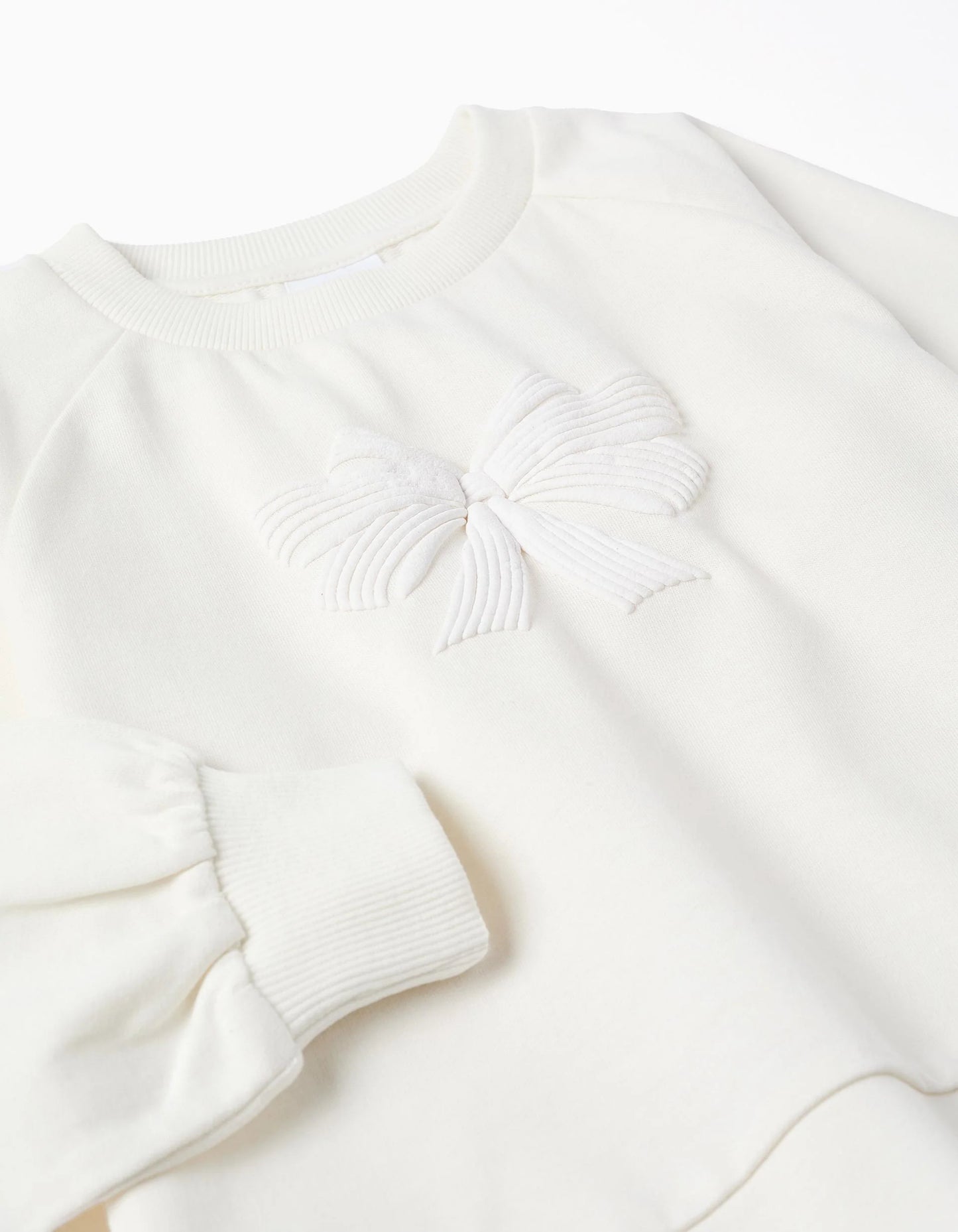 Sweatshirt with Printed Bow for Girls, White