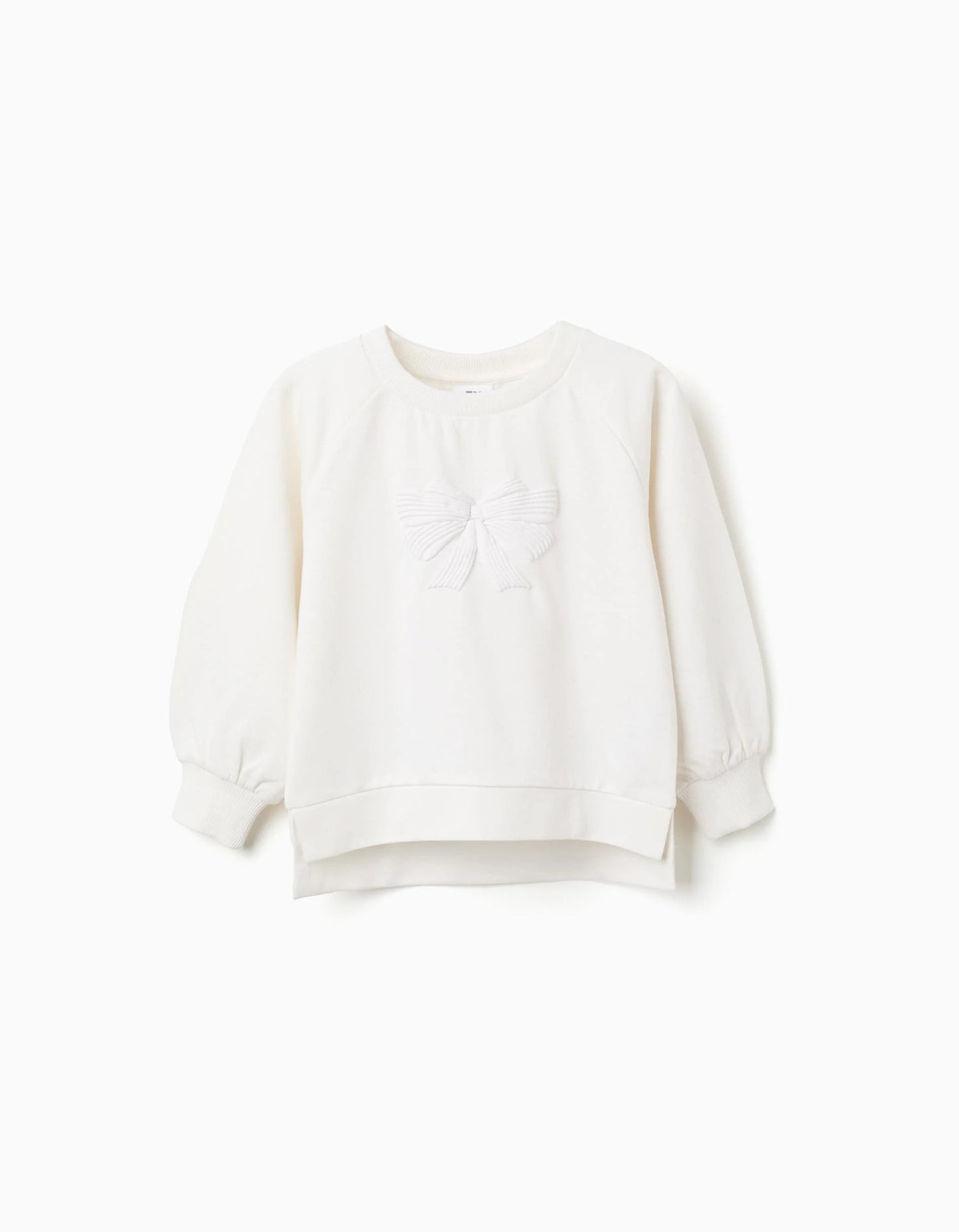Sweatshirt with Printed Bow for Girls, White