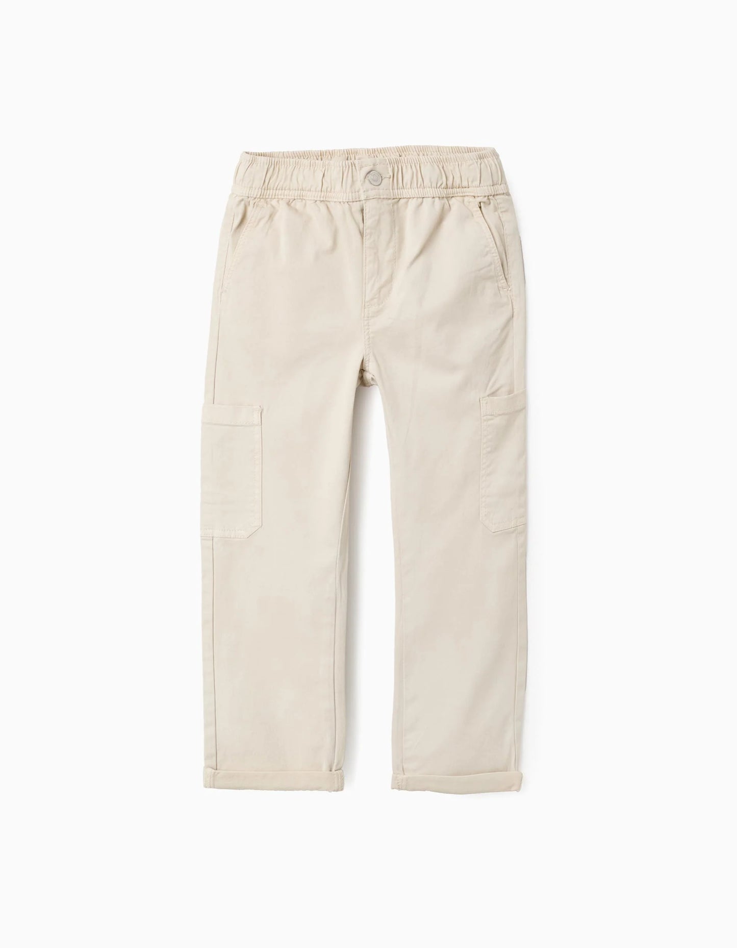 Twill Cargo Trousers for Boys, Beige
