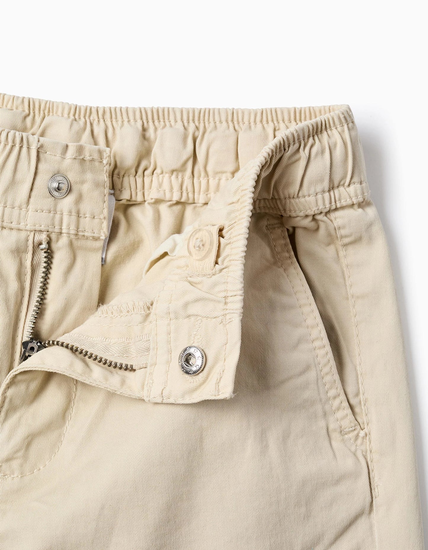 Twill Cargo Trousers for Boys, Beige