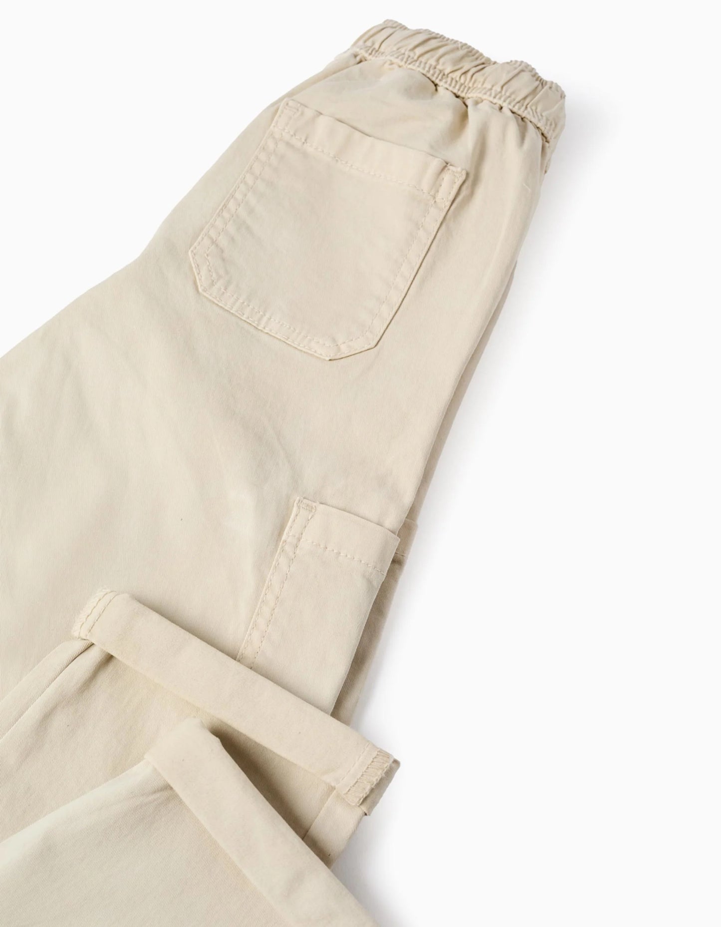 Twill Cargo Trousers for Boys, Beige