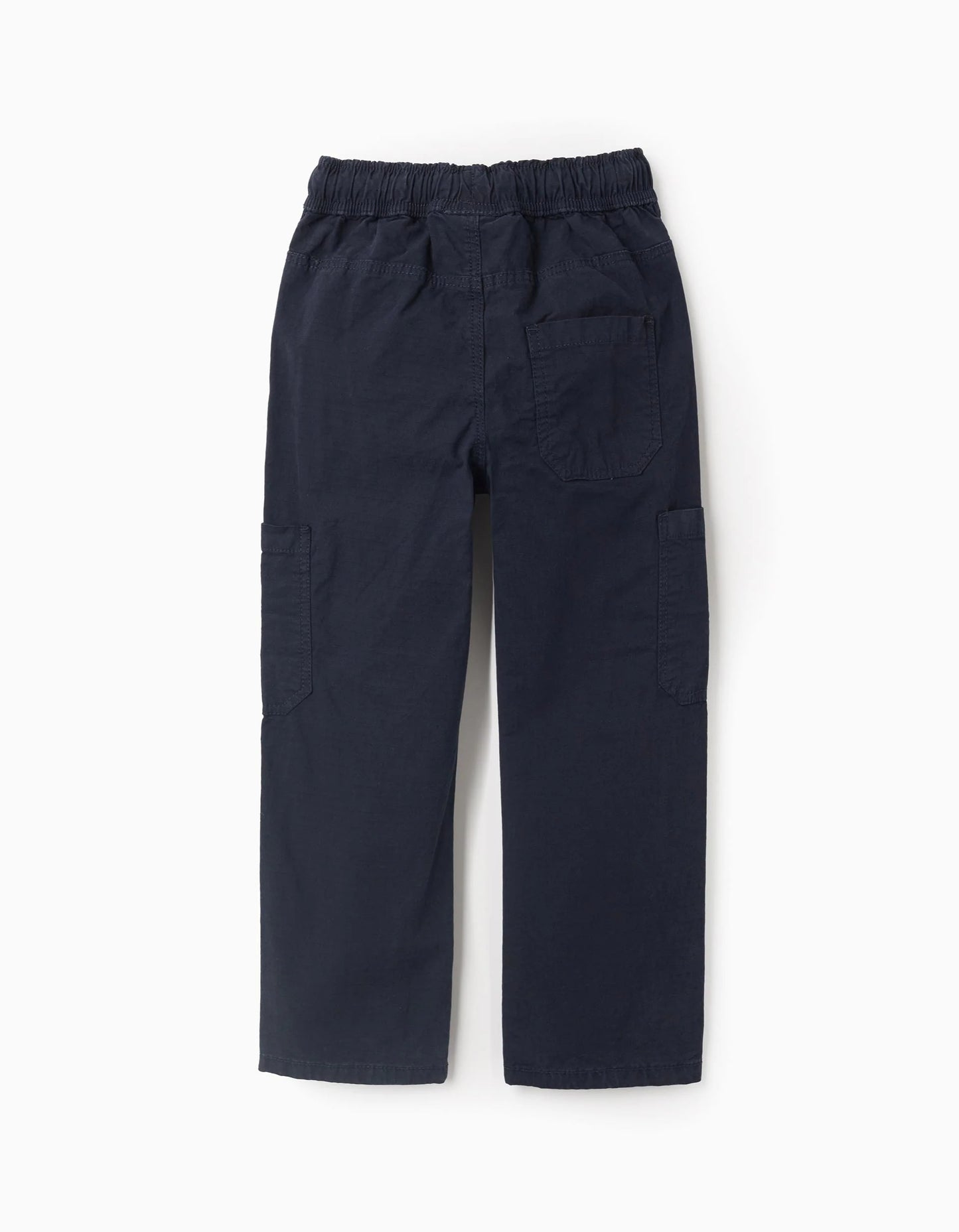 Cargo Trousers with Elasticated Waist and Drawstring for Boys, Dark Blue
