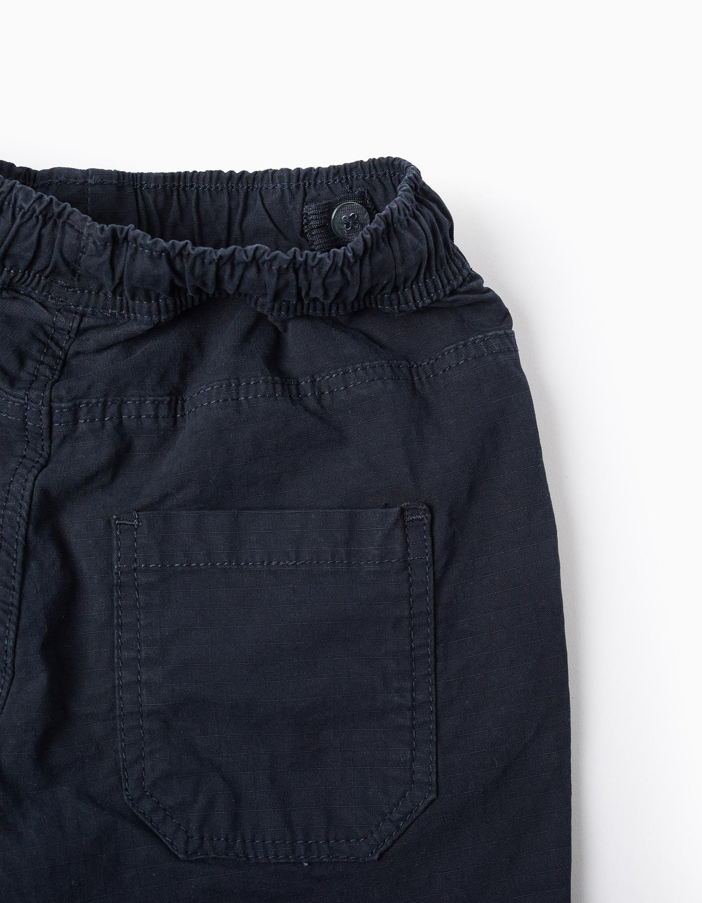 Cargo Trousers with Elasticated Waist and Drawstring for Boys, Dark Blue