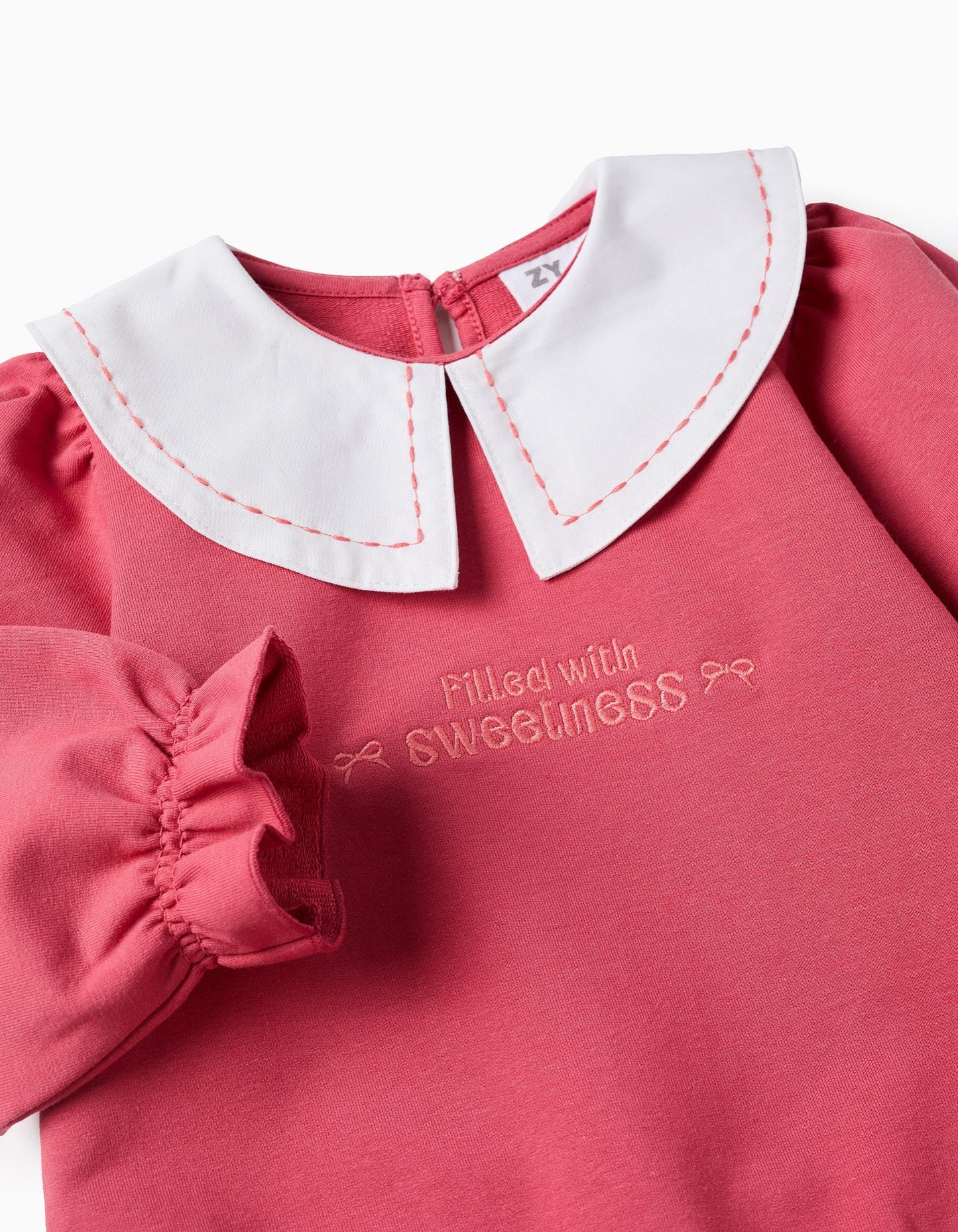 Sweatshirt with Dutch Collar for Baby Girls 'Sweetness', Pink