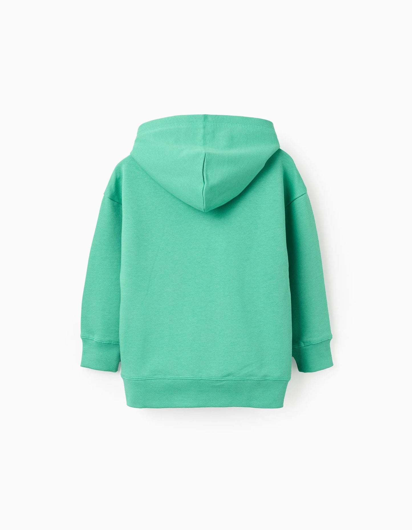 Cotton Hooded Sweatshirt with Print for Boys 'Less is More', Green