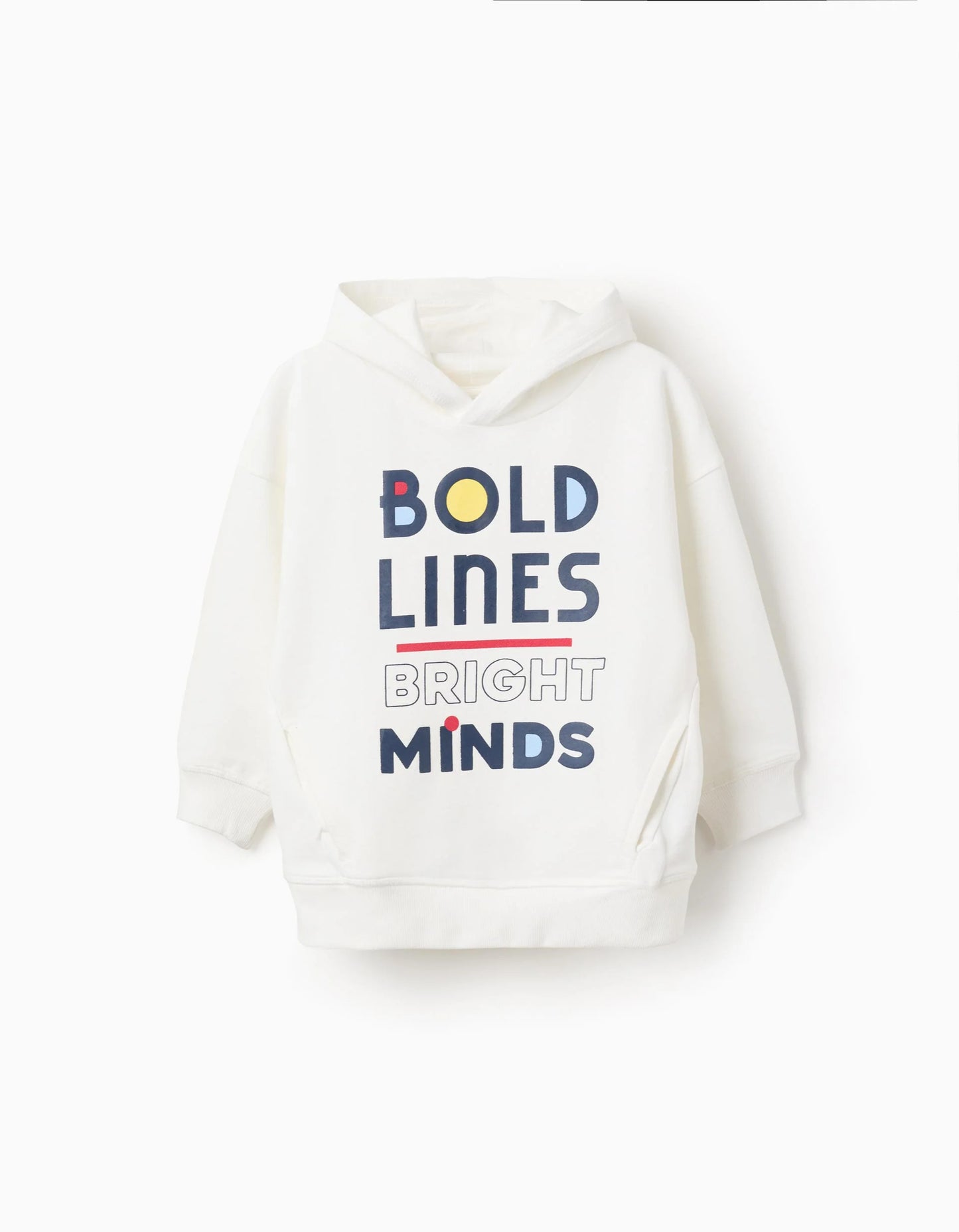 Cotton Hooded Sweatshirt for Boys 'Bold', White