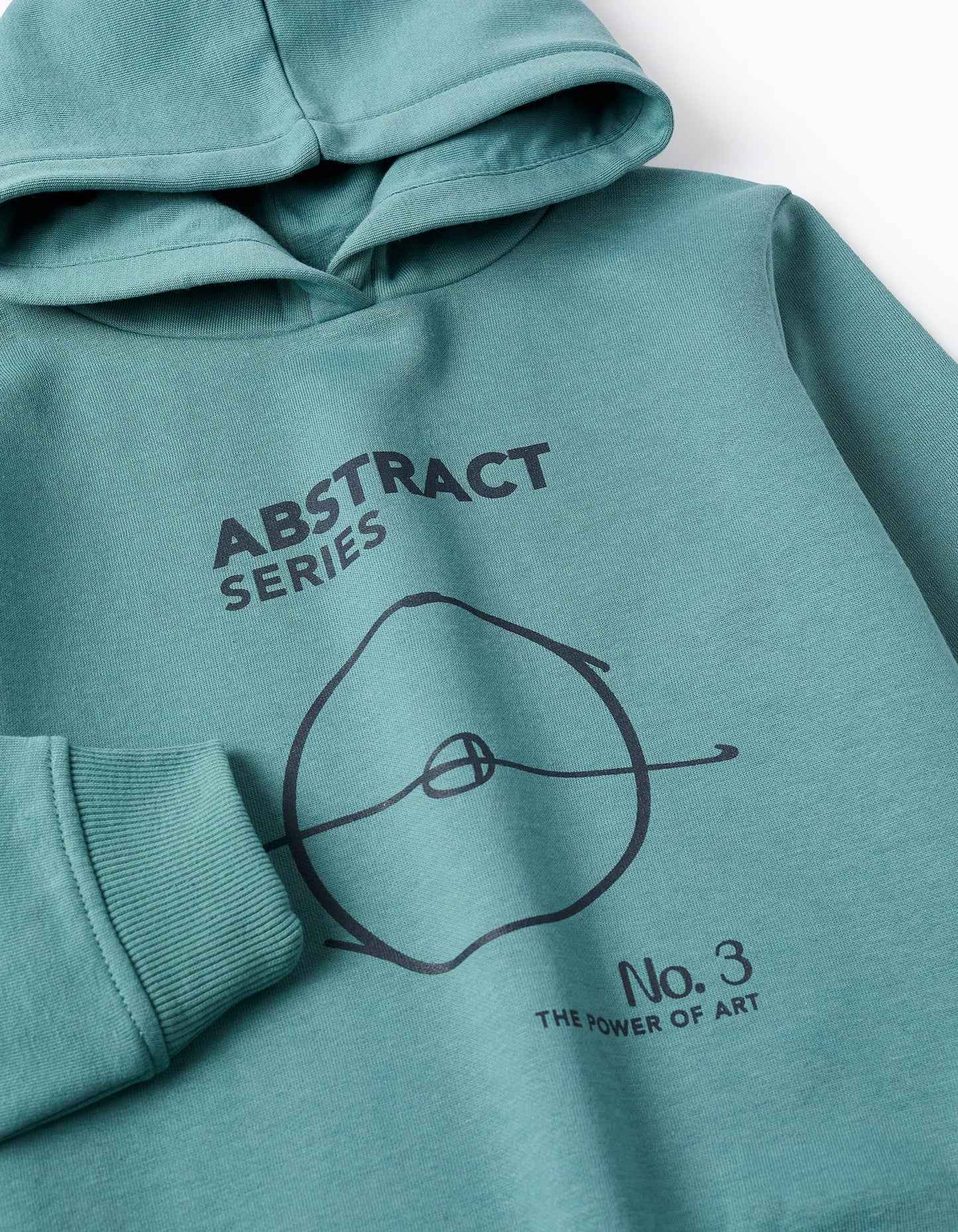 Hooded Brushed Sweatshirt for Boys 'Abstract', Turquoise
