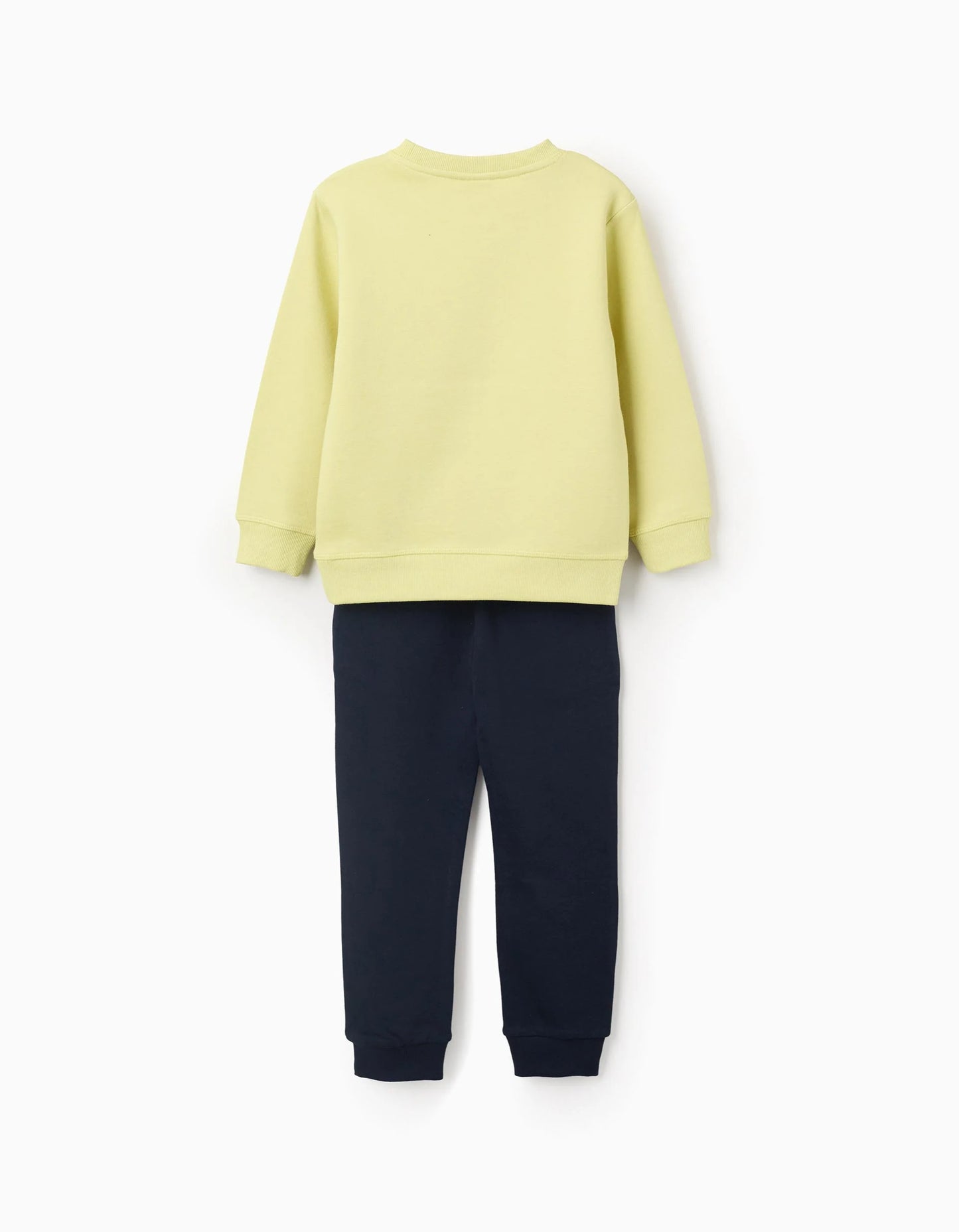 Set of Brushed Sweatshirt with Print + Trousers for Boys, Yellow/Blue