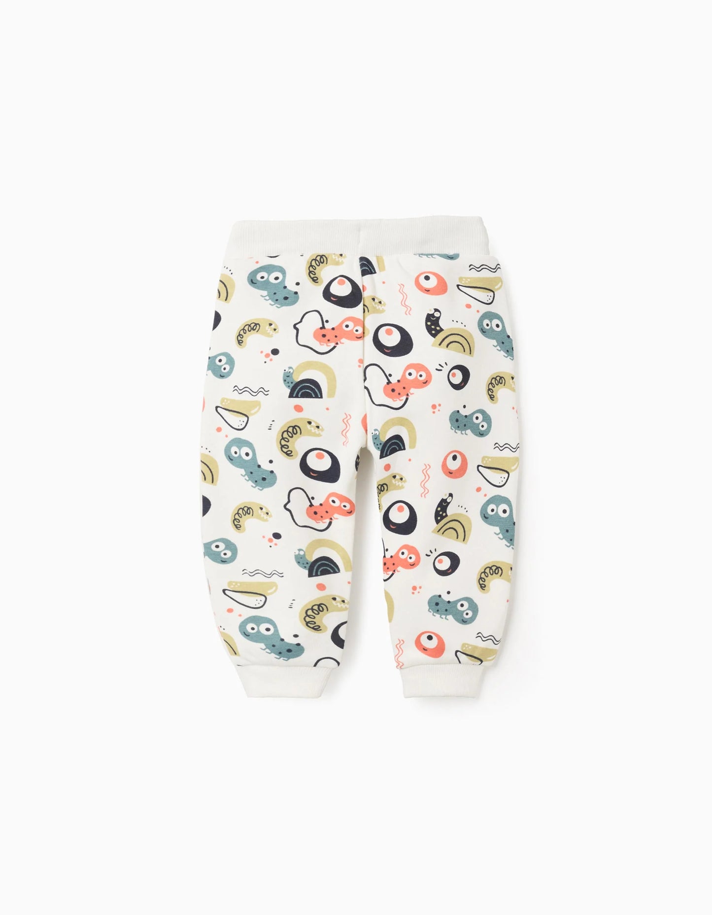 Brushed Joggers with Motif for Boys 'Bugs', White