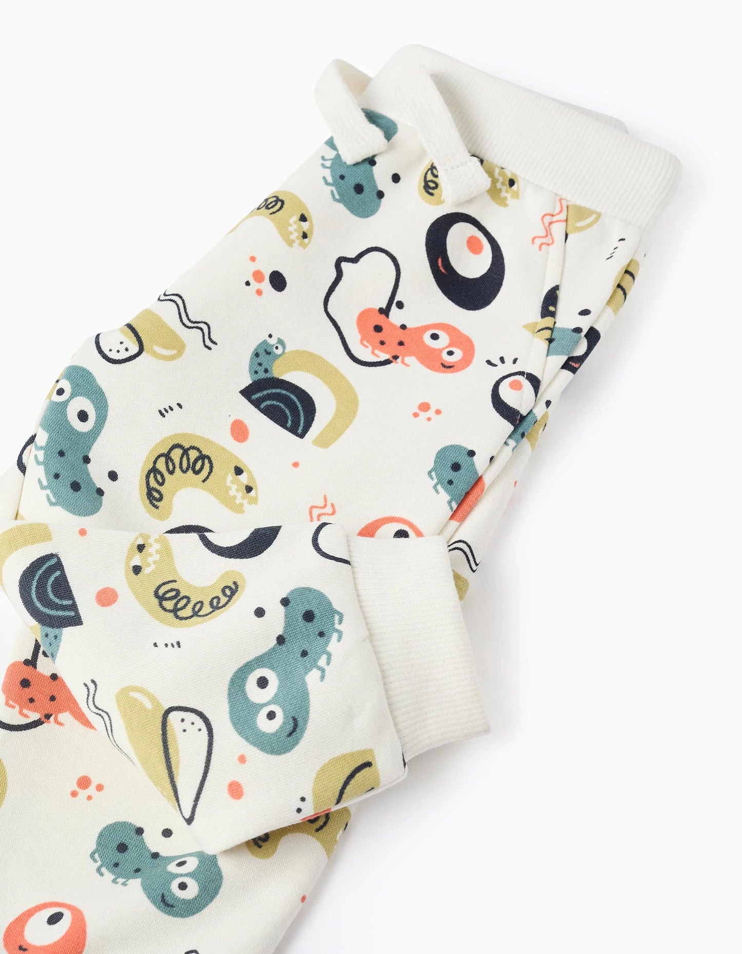 Brushed Joggers with Motif for Boys 'Bugs', White