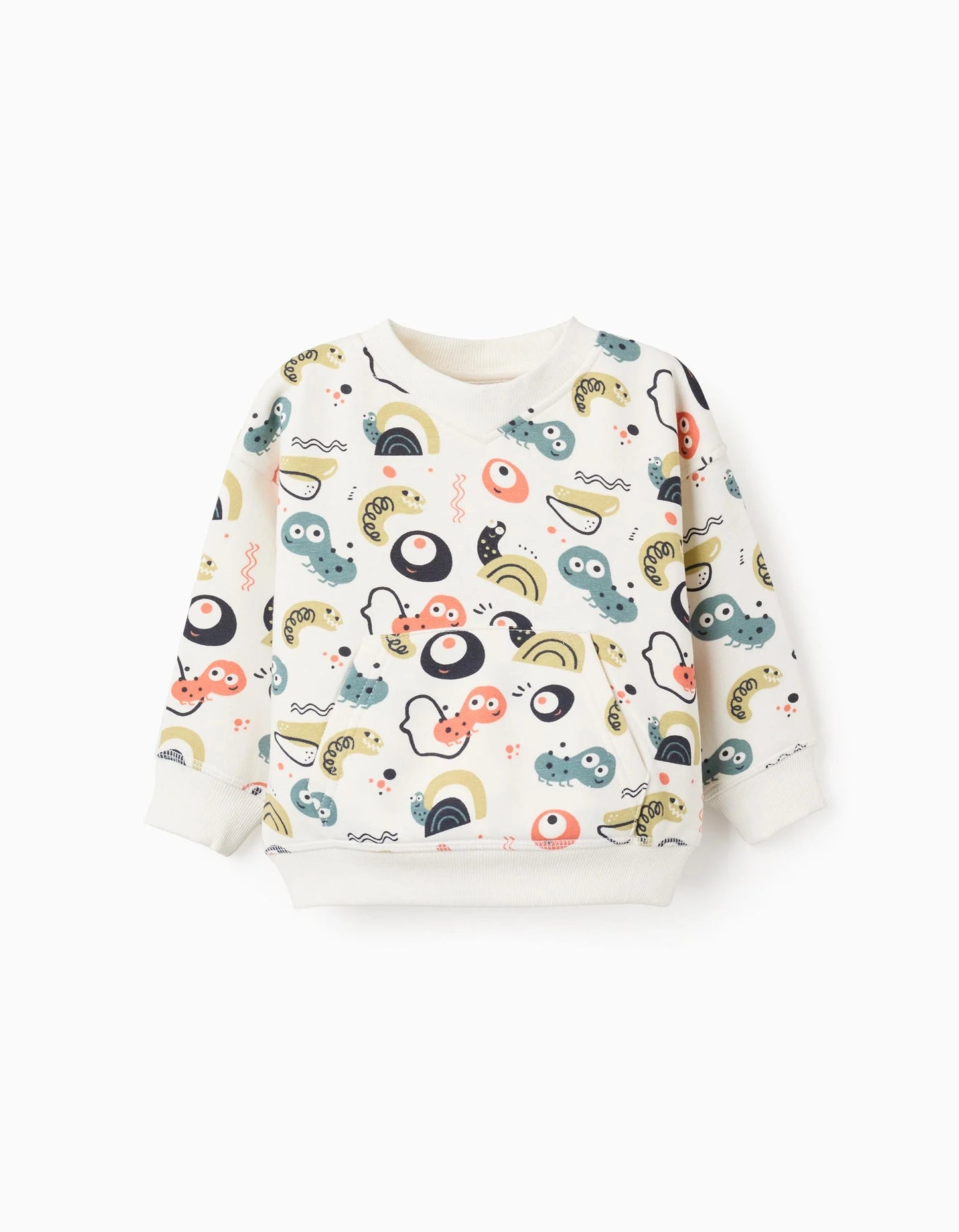 Brushed Sweatshirt for Boys 'Insects', White