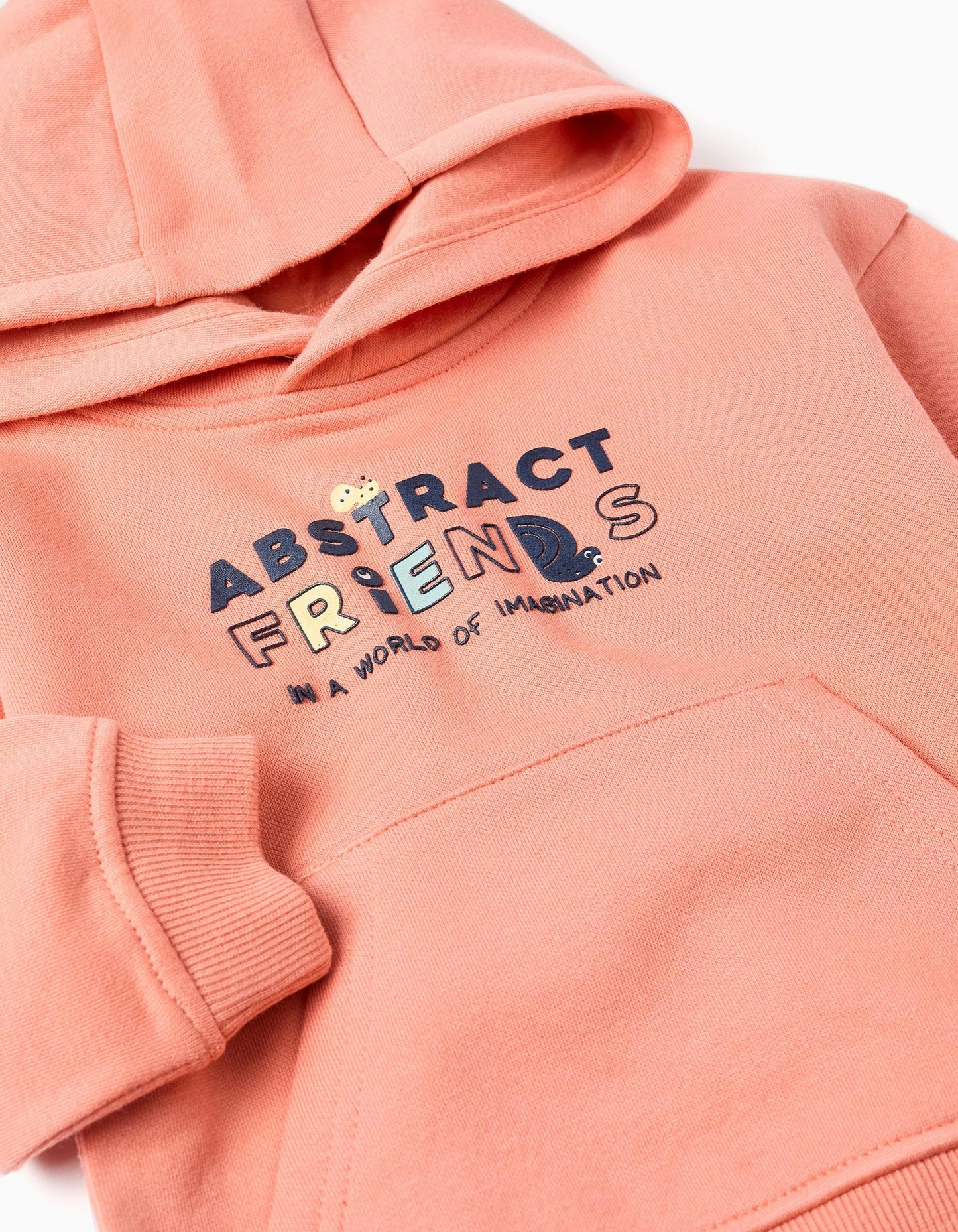 Hooded Sweatshirt with 'Abstract Friends' Print for Baby Boys, Orange