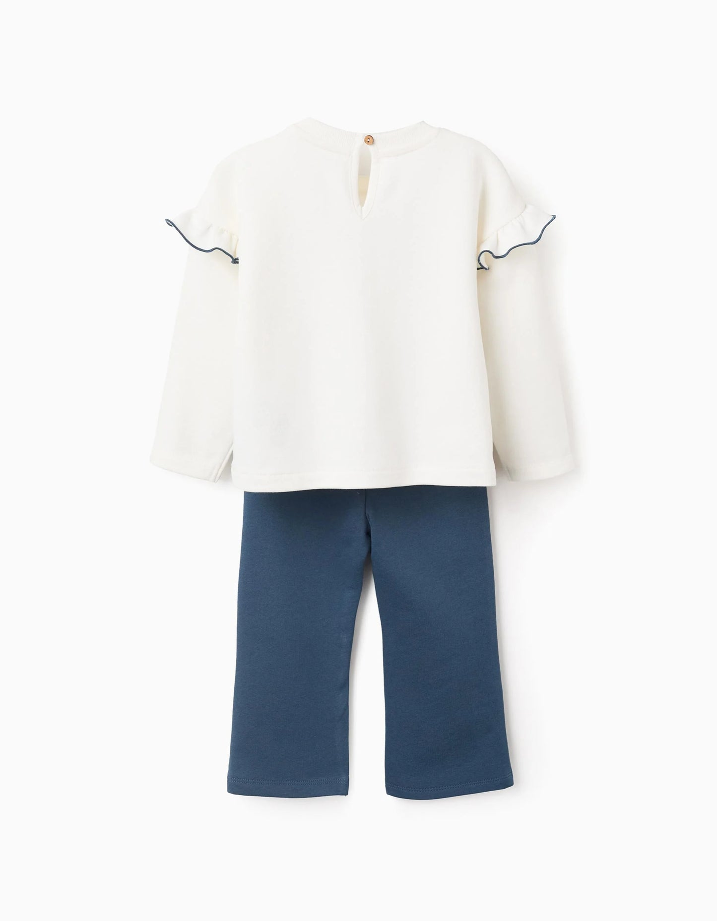 Cotton Tracksuit with Ruffles for Baby Girls 'Marie', White/Blue