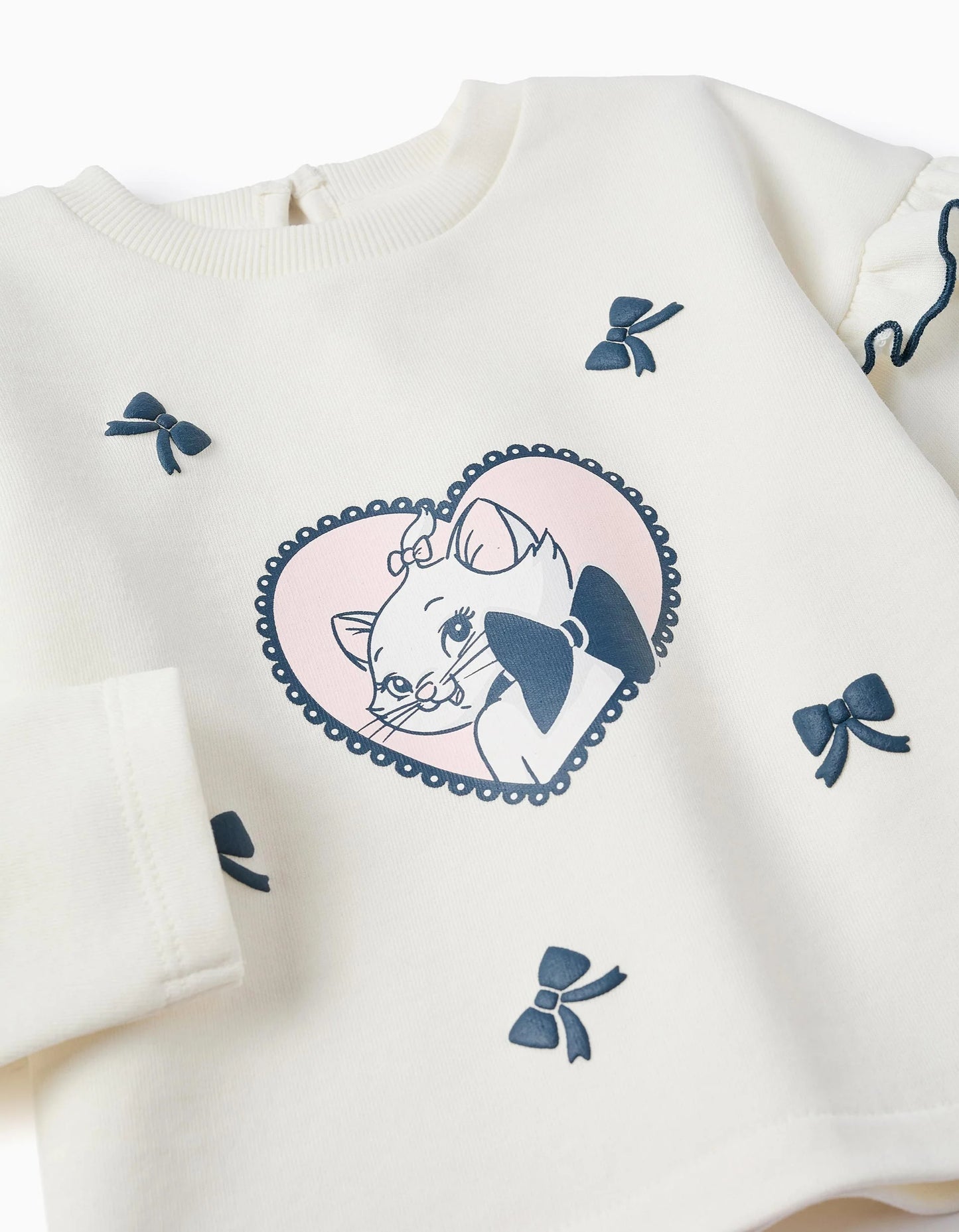 Cotton Tracksuit with Ruffles for Baby Girls 'Marie', White/Blue