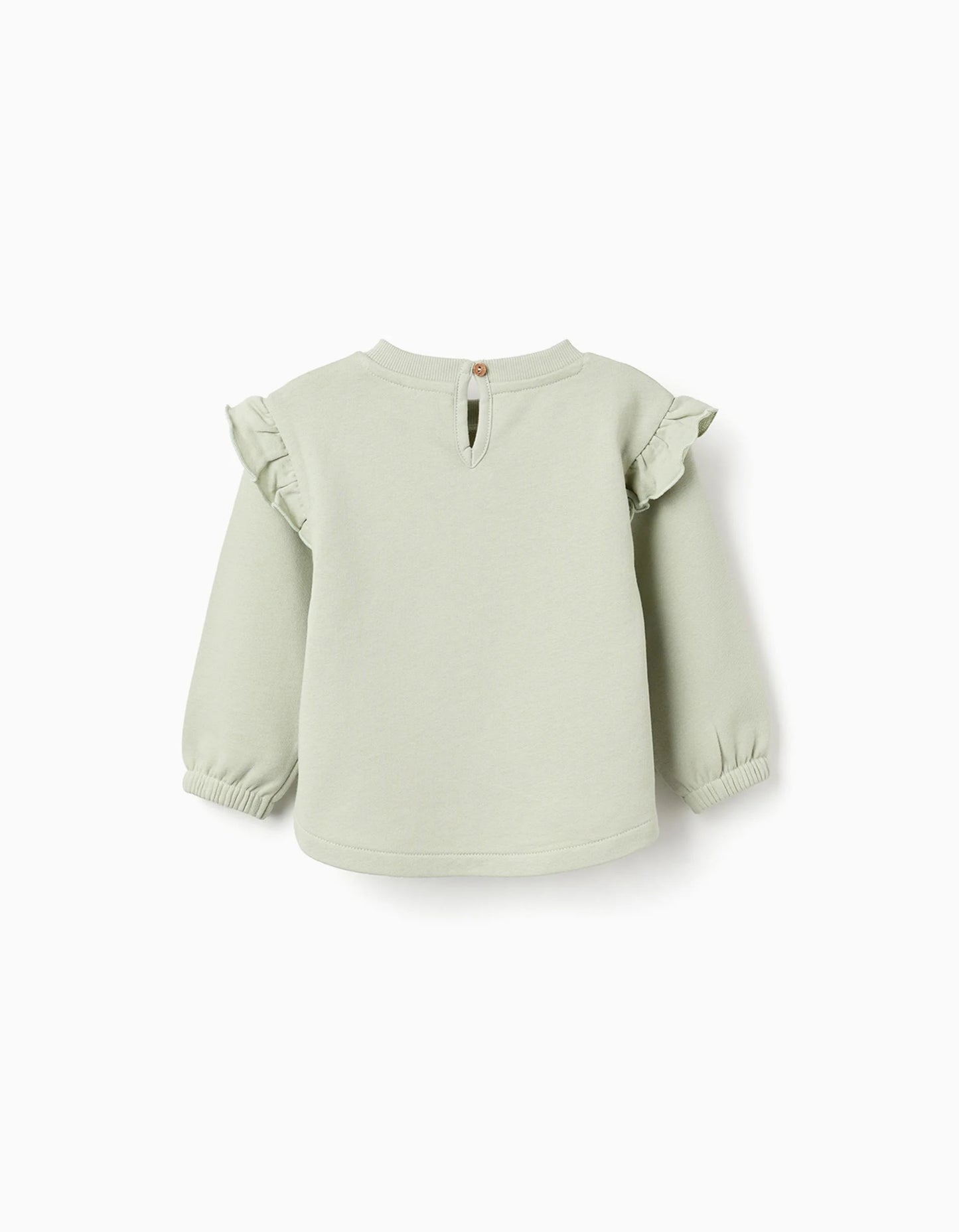 Cotton Sweatshirt with Ruffles for Baby Girls 'Bambi', Green