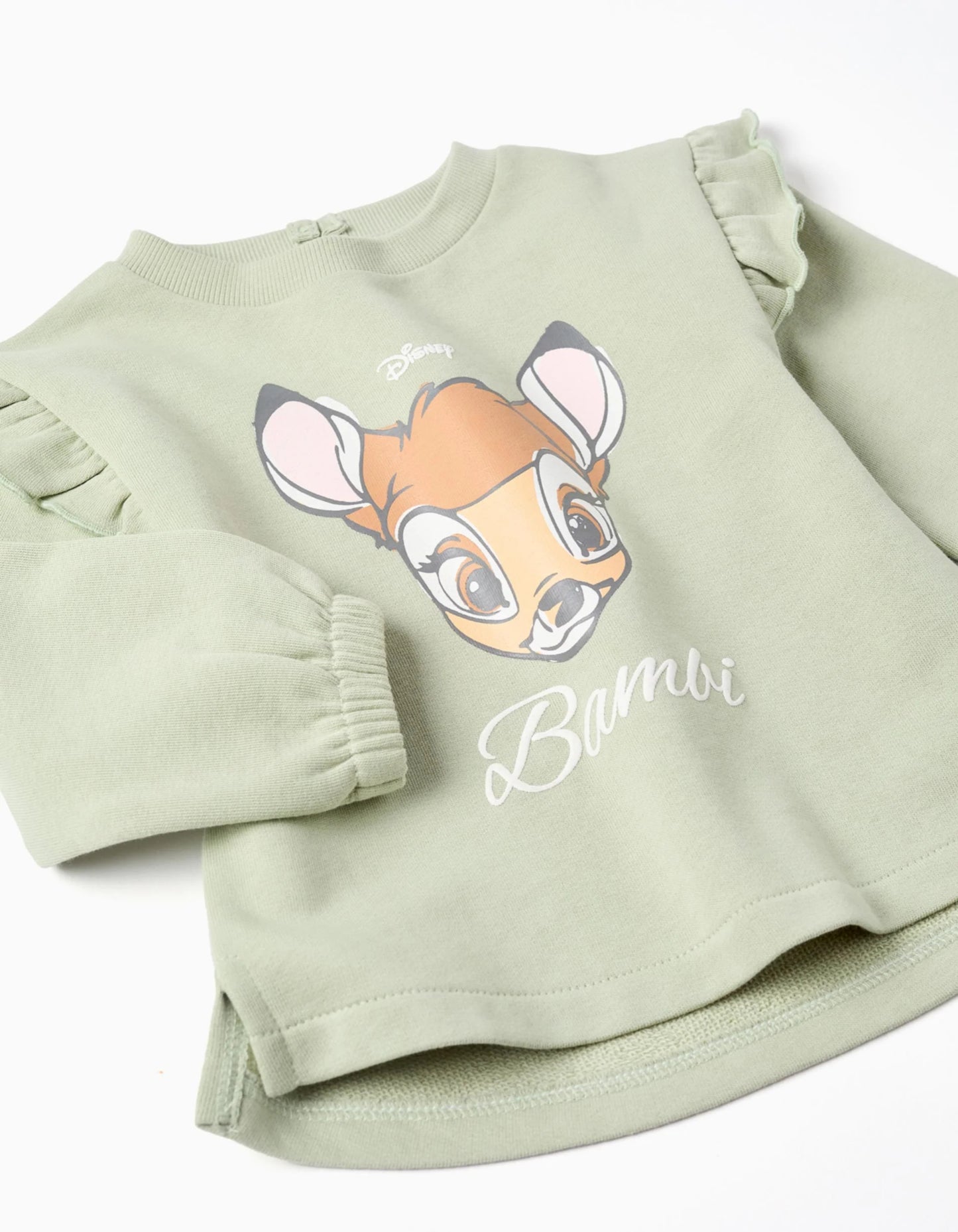 Cotton Sweatshirt with Ruffles for Baby Girls 'Bambi', Green