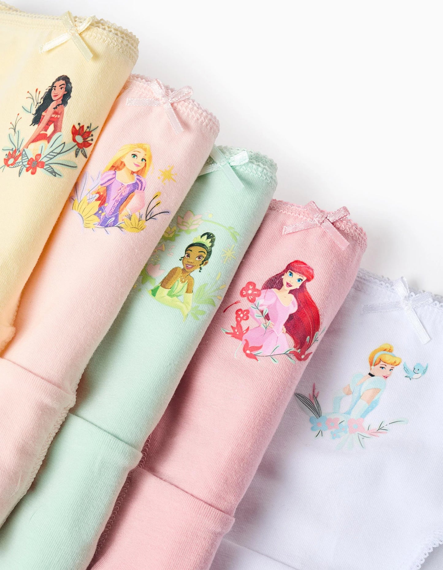 Pack of 5 Briefs for Newborn Girls 'Disney Princesses', Multicolour