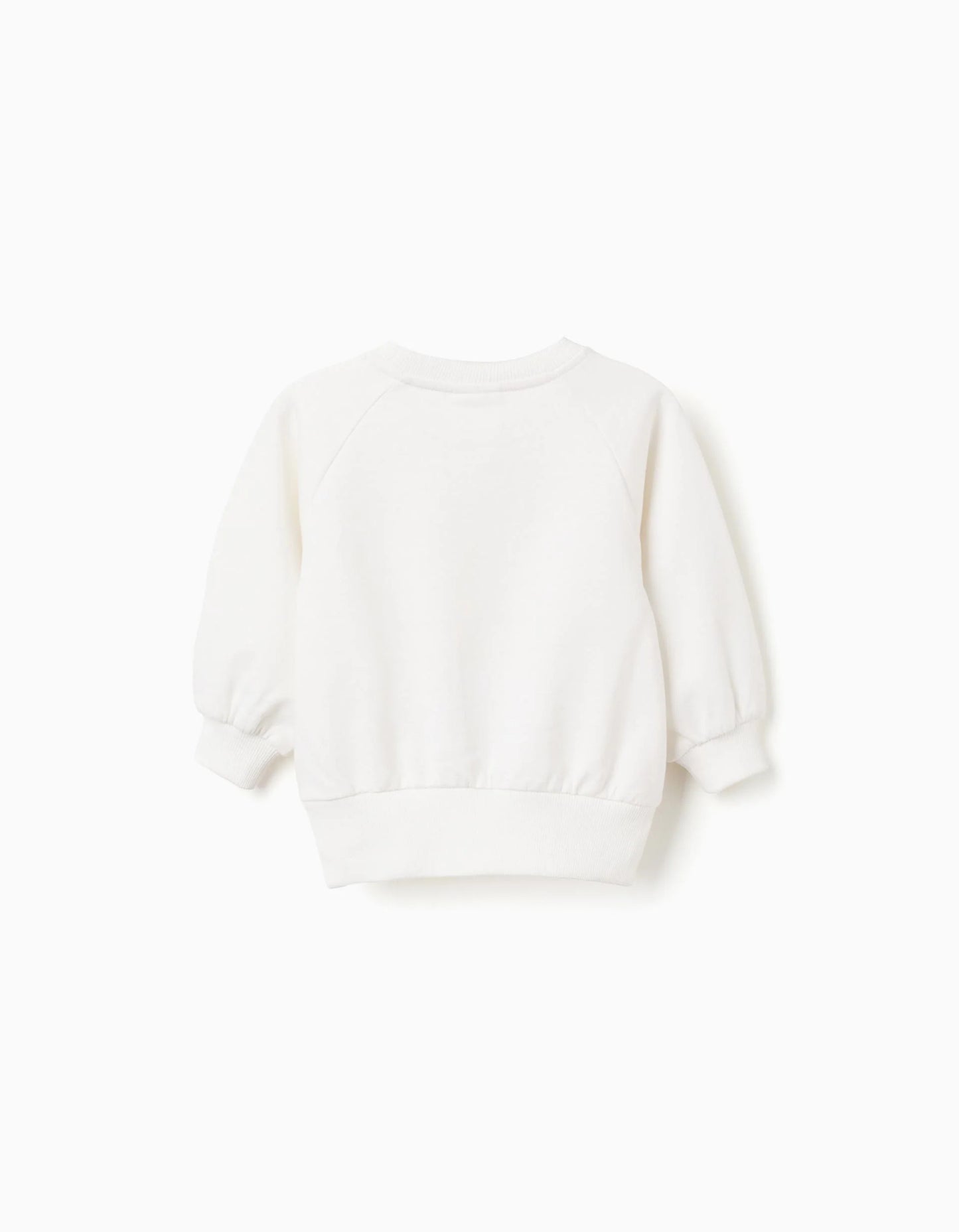 Cotton Sweatshirt Embossed Cupcake Print for Baby Girls, White