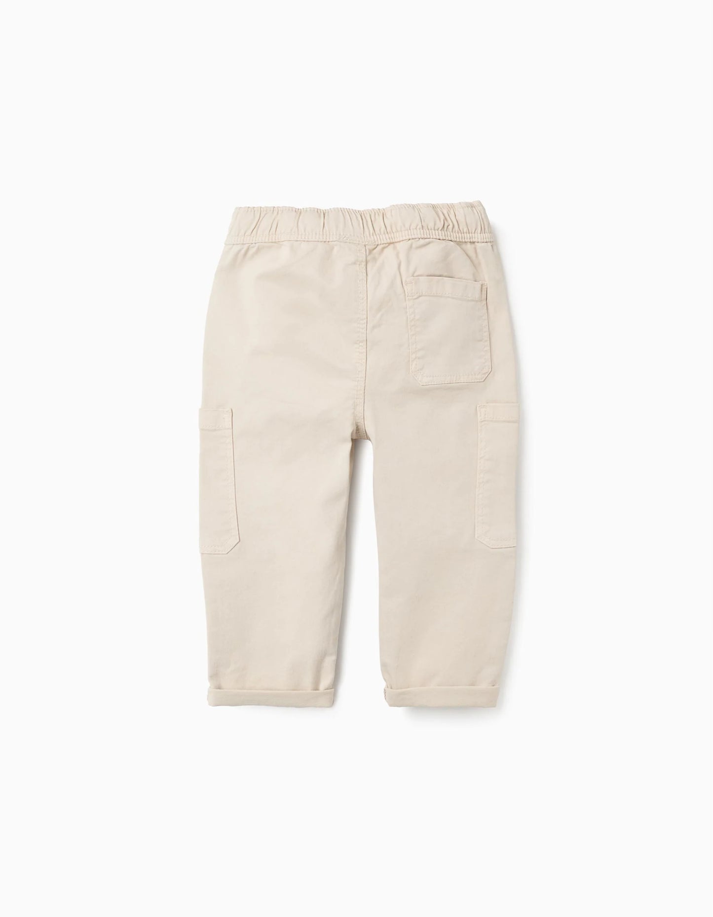 Twill Cargo Trousers for Baby Boys, Beige