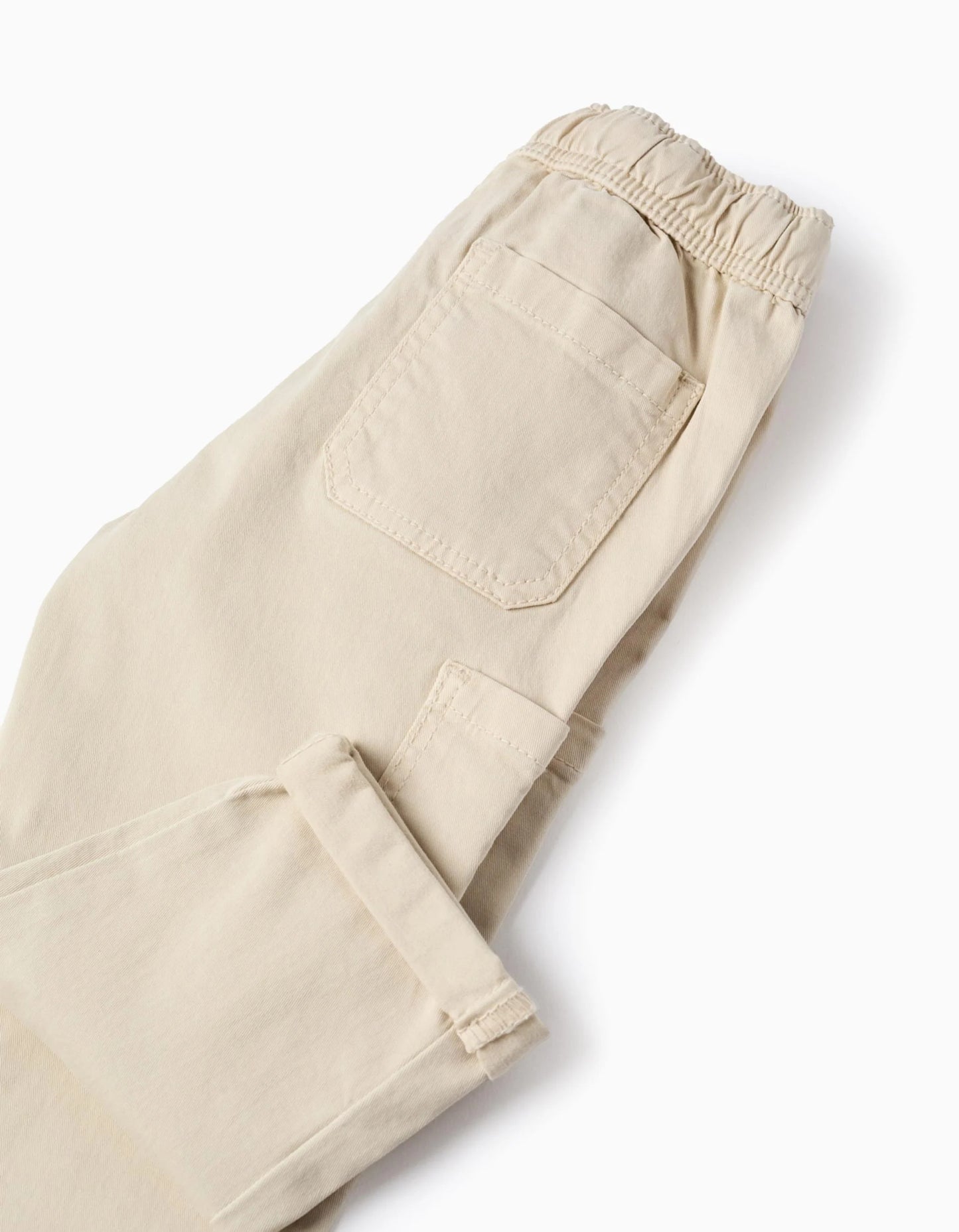 Twill Cargo Trousers for Baby Boys, Beige