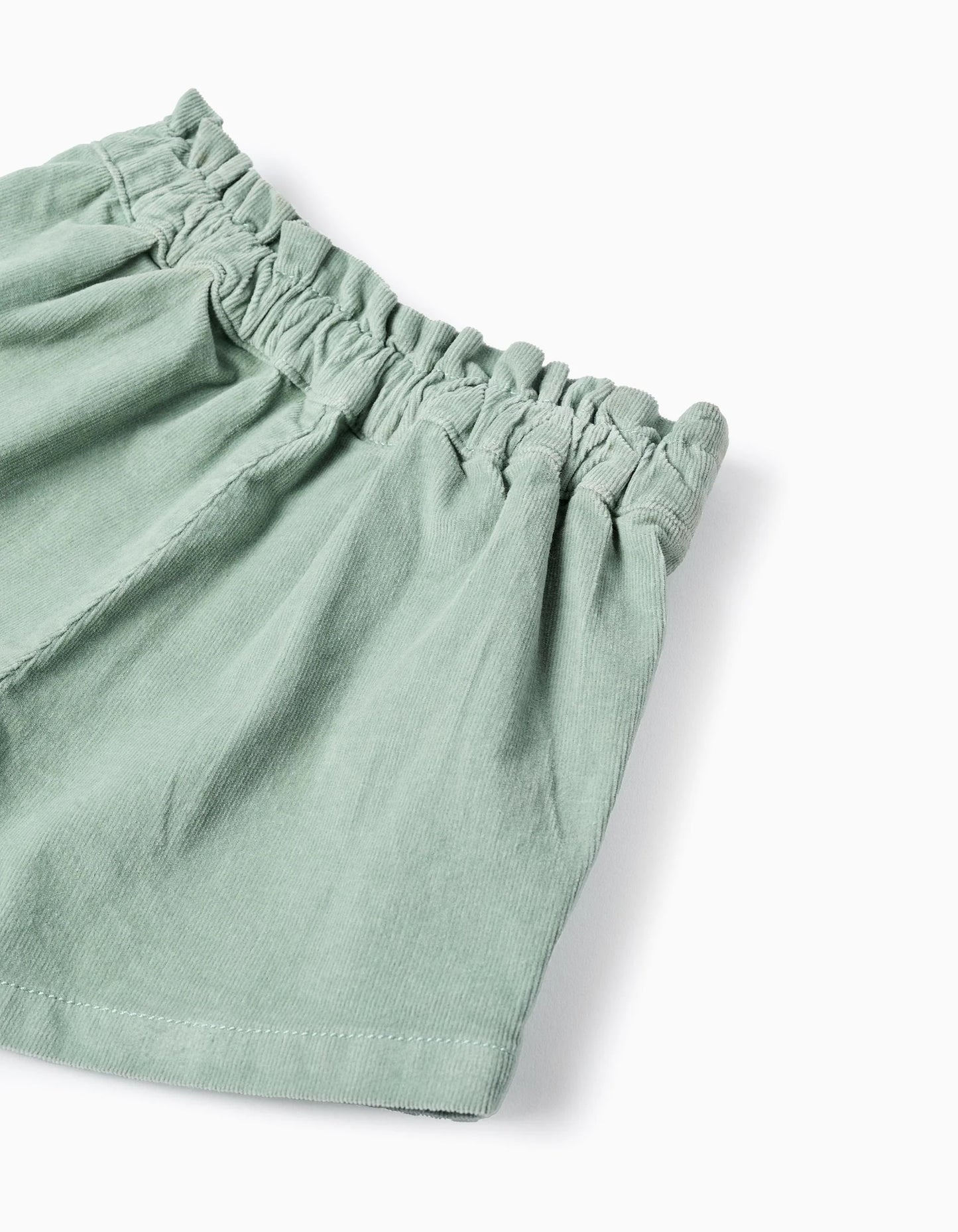 Bombazine Shorts with Ruffles and Clips for Baby Girl, Aqua Green