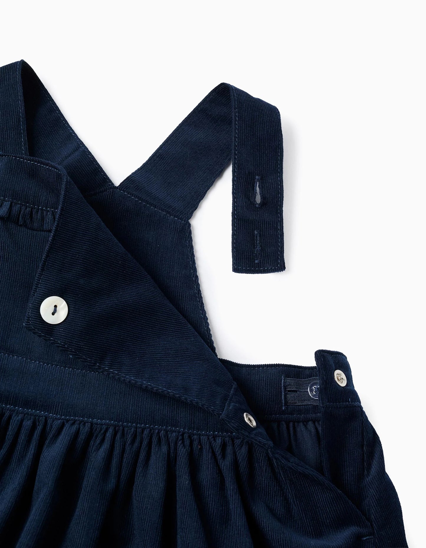 Corduroy Pinafore Dress with Ruffles for Baby Girls, Dark Blue