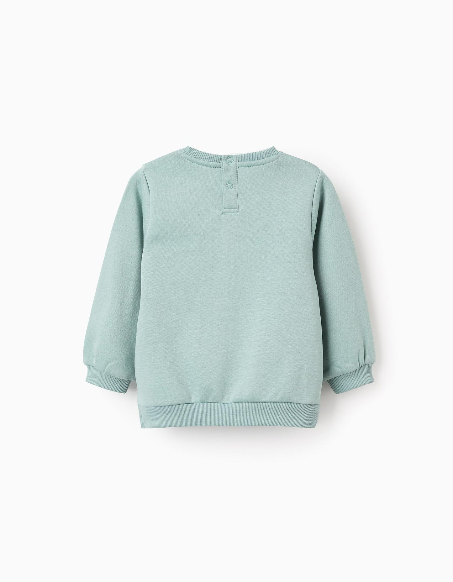 Brushed Sweatshirt with Print for Baby Girls 'Circle', Aqua Green