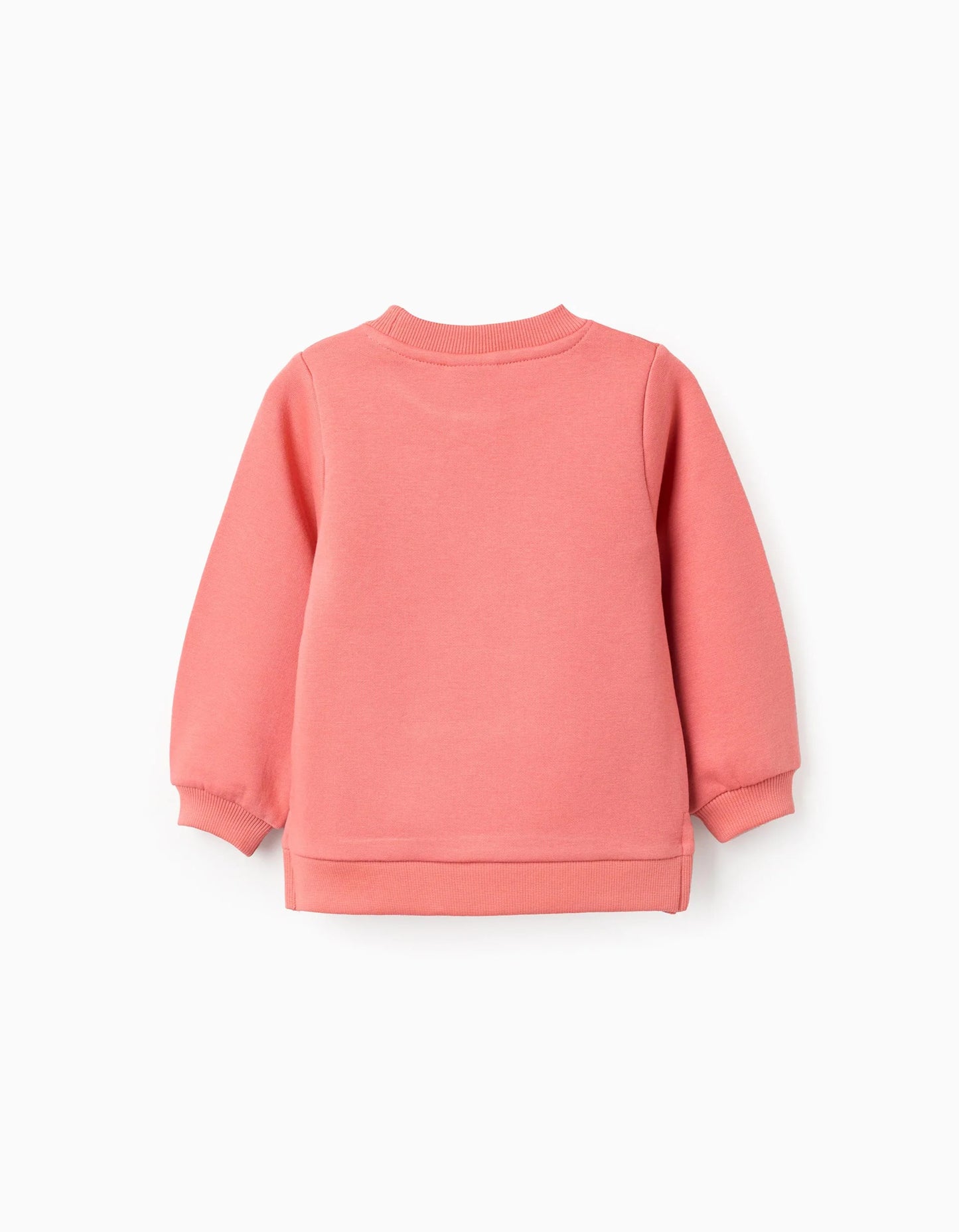 Brushed Sweatshirt with Print for Newborn Girls 'Shapes', Coral